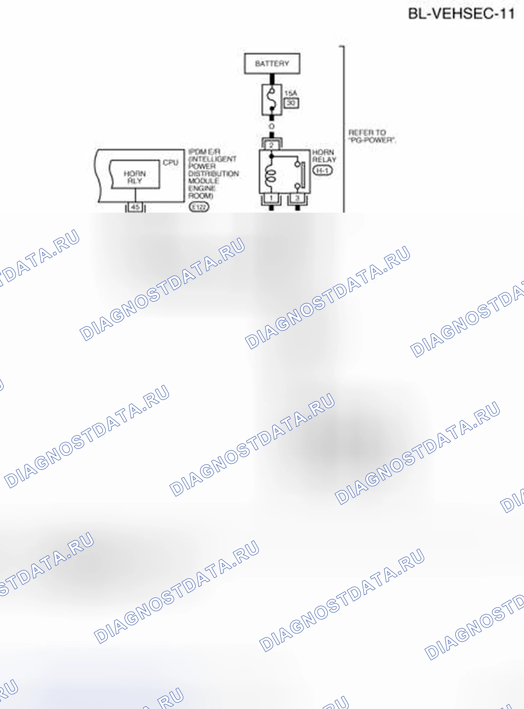 Рис. 101: Bl-VEHSEC-11 - электросхема (кабина экипажа). Nissan Frontier D40