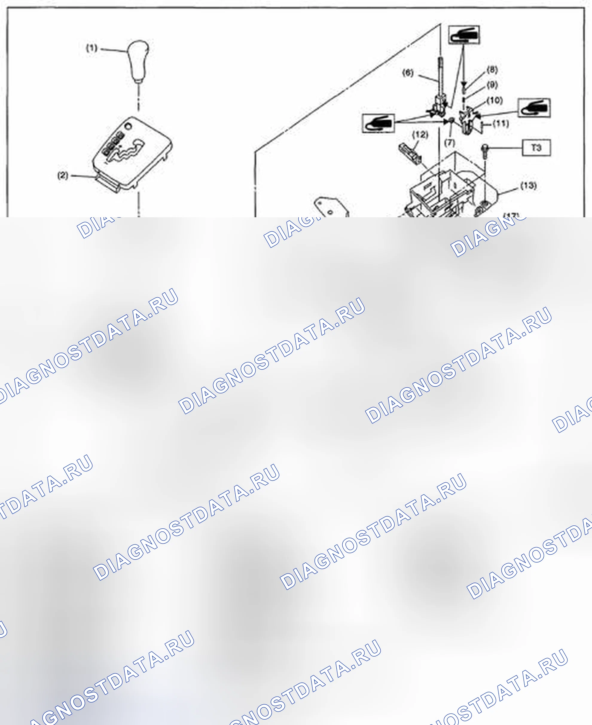 Рис. 64: РЫЧАГ ВЫБОРА. Subaru Impreza WRX STI GR
