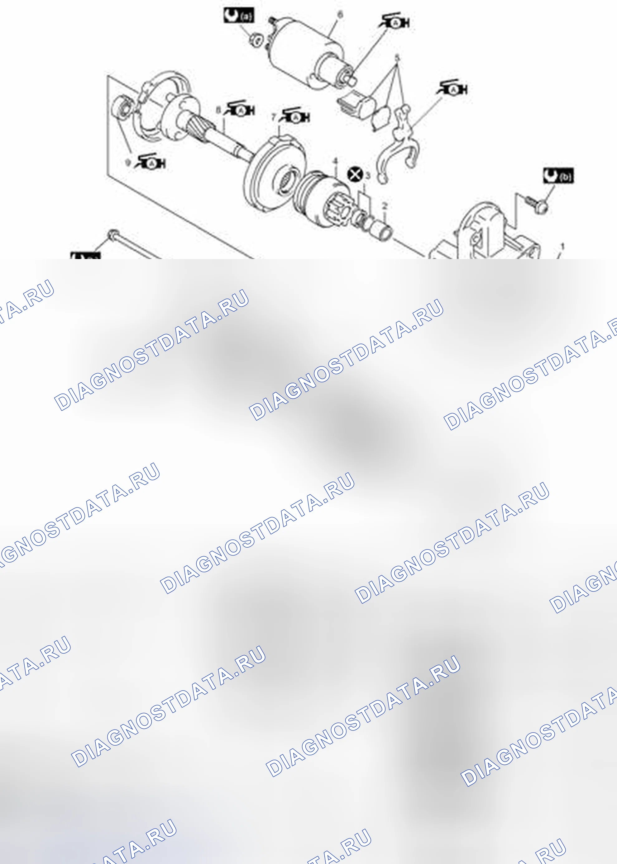 Рис. 10: Компоненты пускового двигателя. Suzuki SX4 I рестайлинг
