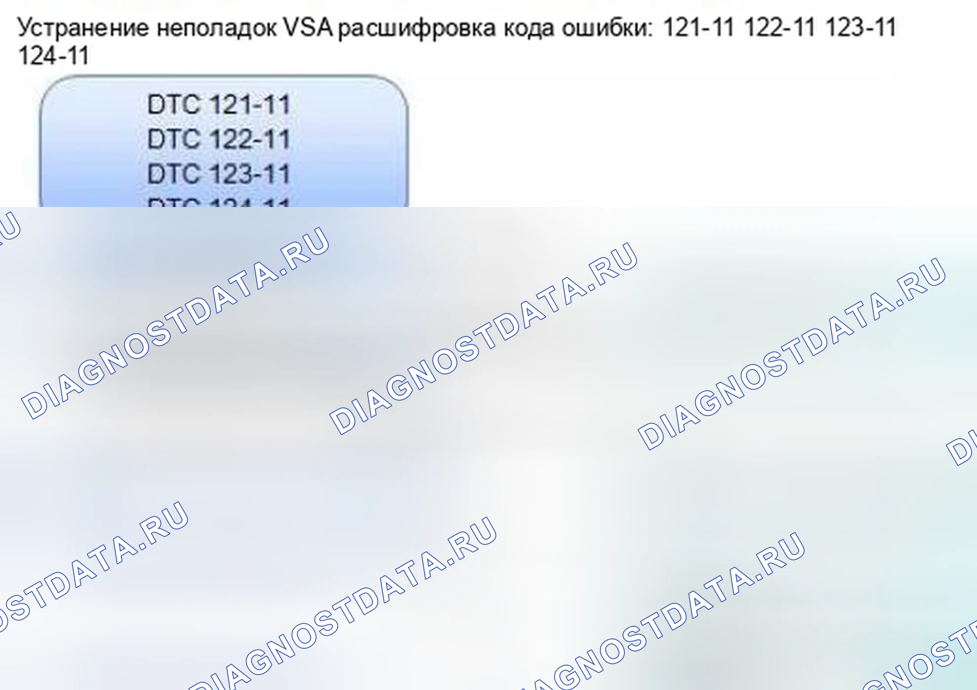 Рис. 21: расшифровка кода ошибки 121-11: Неисправность электромагнитного клапана VSA; расшифровка кода ошибки 122-11: Неисправность электромагнитного клапана VSA; расшифровка кода ошибки 123-11:. Honda Civic IX