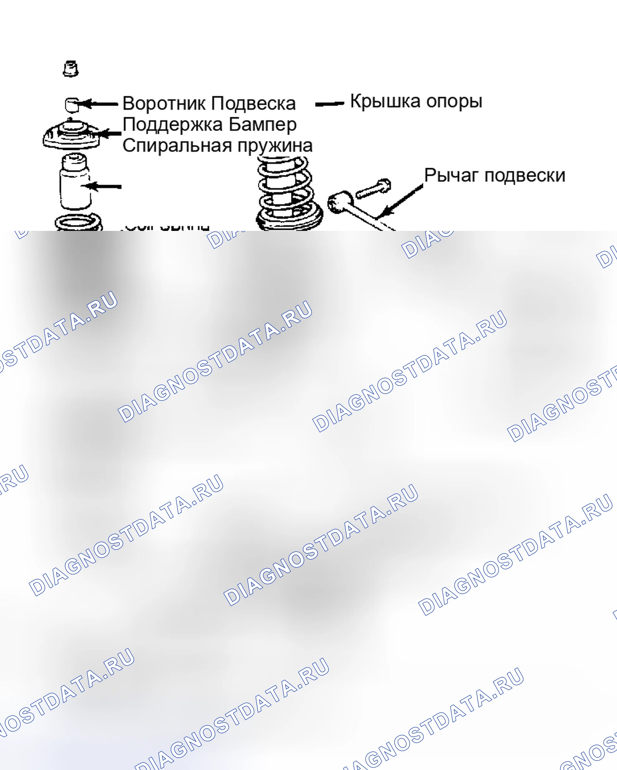 Рис. 2: Разнесенный вид задней подвески в сборе. Toyota MR2 W10