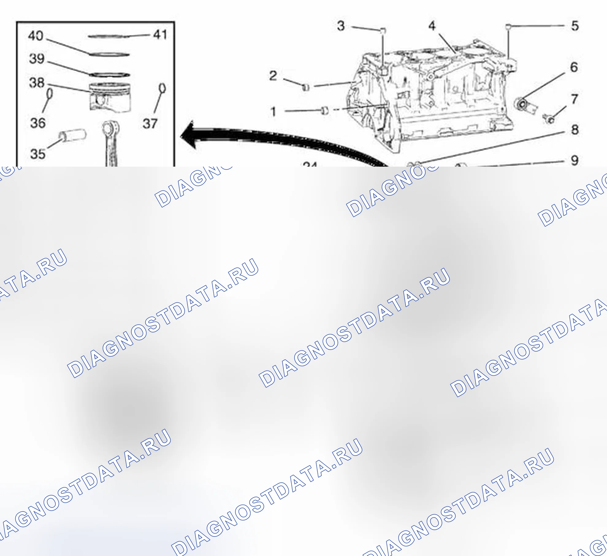 Рис. 14: Блок двигателя в сборе - 1.4L LUH и LUJ. Chevrolet Cruze I рестайлинг