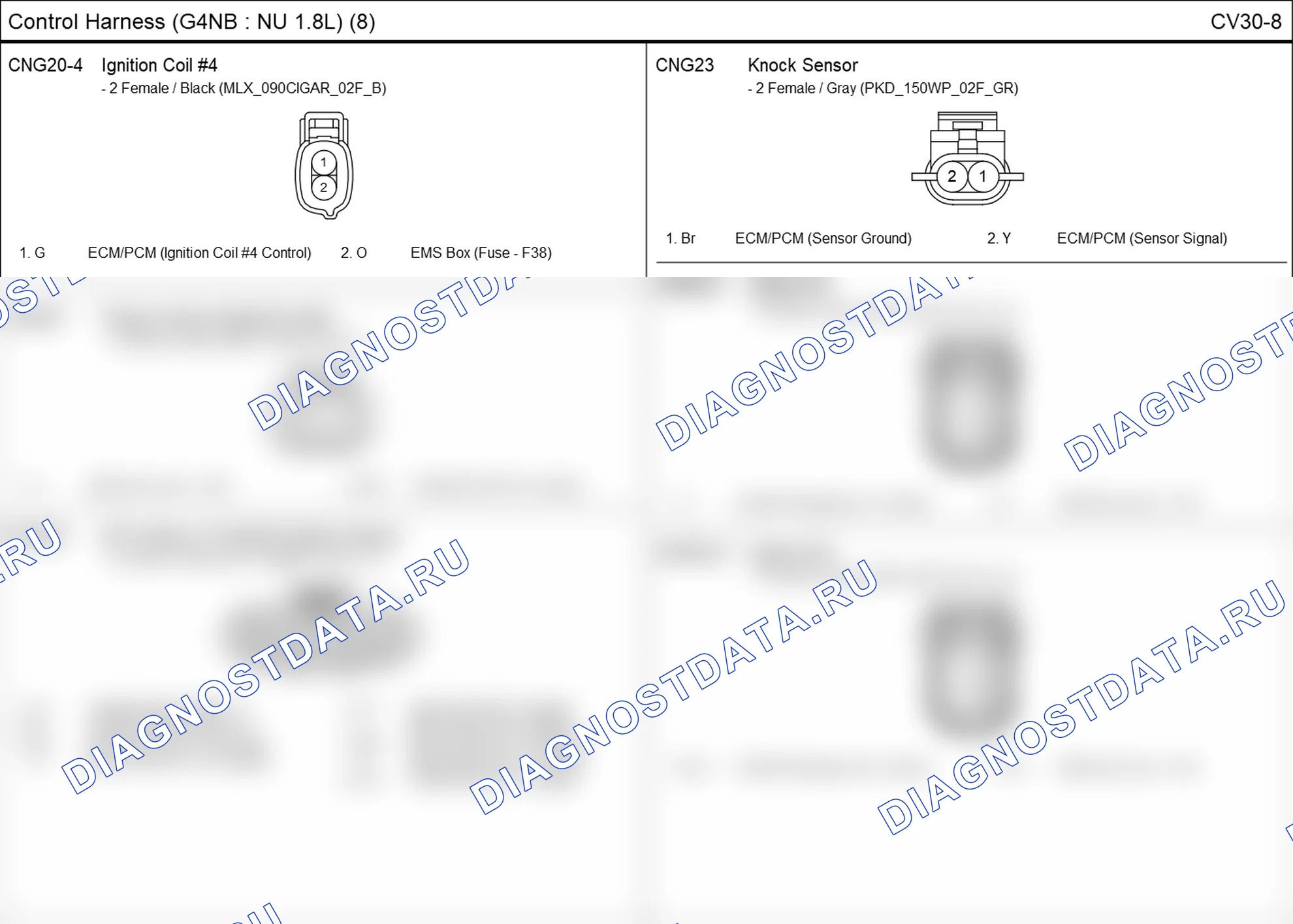 Распиновка разъёма CV30-8 — жгута управления. Hyundai Elantra V рестайлинг