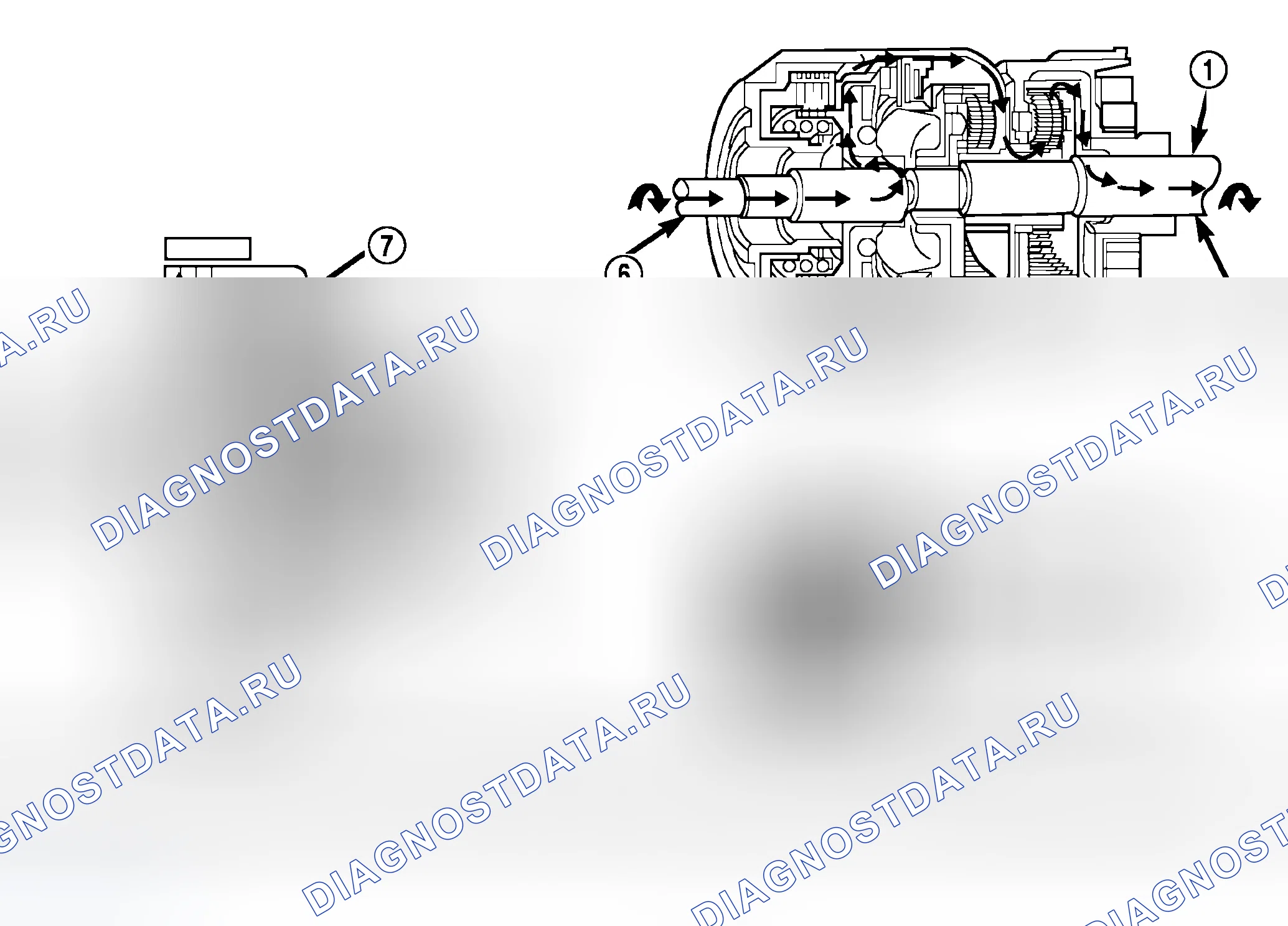 Рис. 357: ПОТОК МОЩНОСТИ ПЕРВОЙ ПЕРЕДАЧИ. Dodge Pickup R2500 