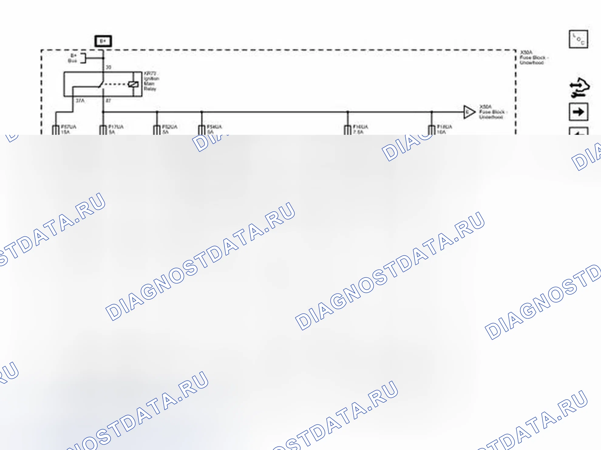 Рис. 40: Предохранители F16UA, F17UA, F18UA, F20UA, F52UA, F54UA и F57UA. Chevrolet Cruze I рестайлинг