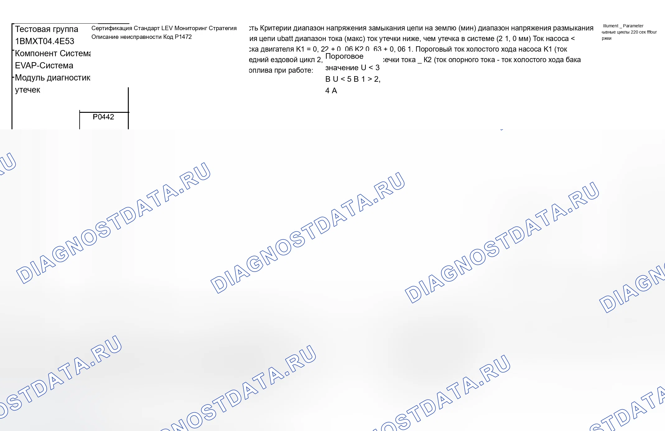 Рис. 203: Диаграмма расшифровка кода ошибки Тип двигателя: M62B44 LEV/Испытательная группа: 1BMXT04.4E53-3 из 8). BMW X5 E53