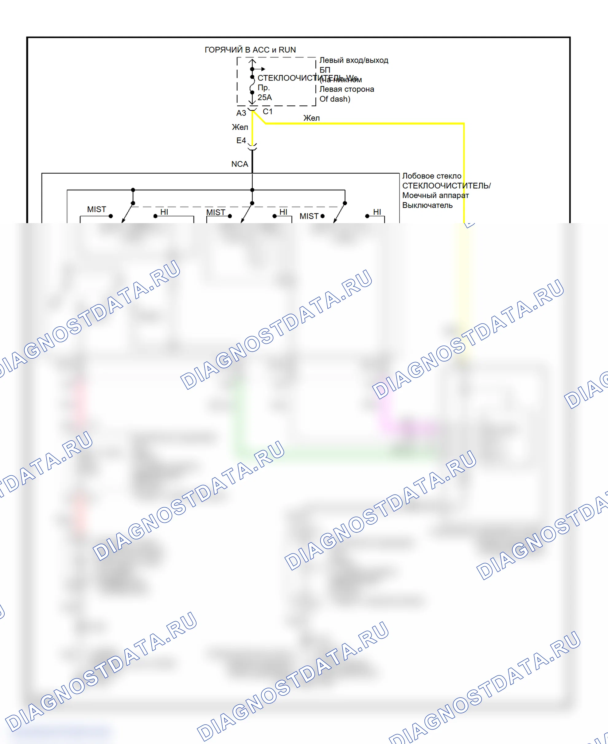 Wiper/Washer Circuit. GMC Sierra 2500 