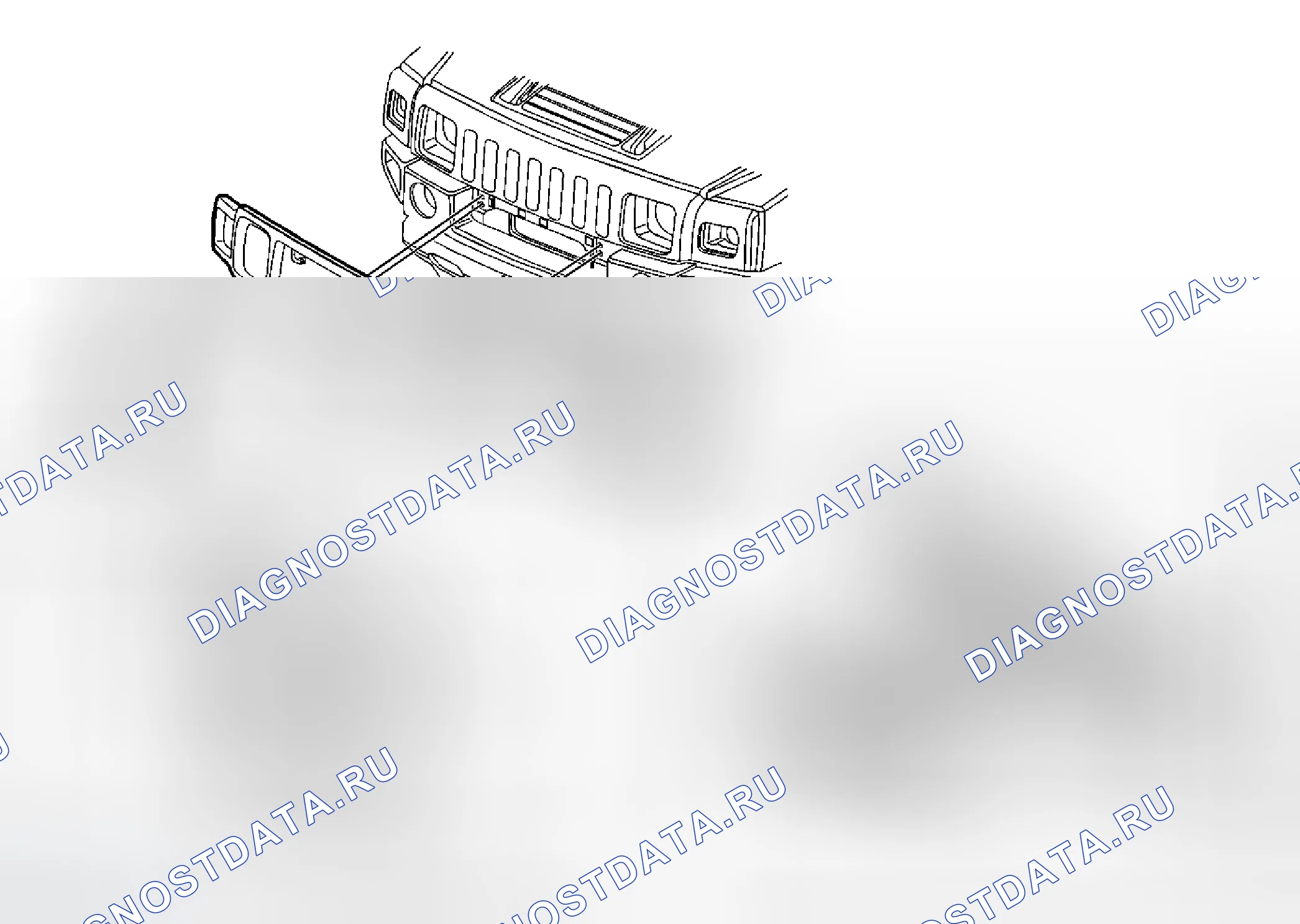 Рис. 3: Замена ограждения решетки / ограждения щетки (WS2, V3m). Hummer H2 I рестайлинг