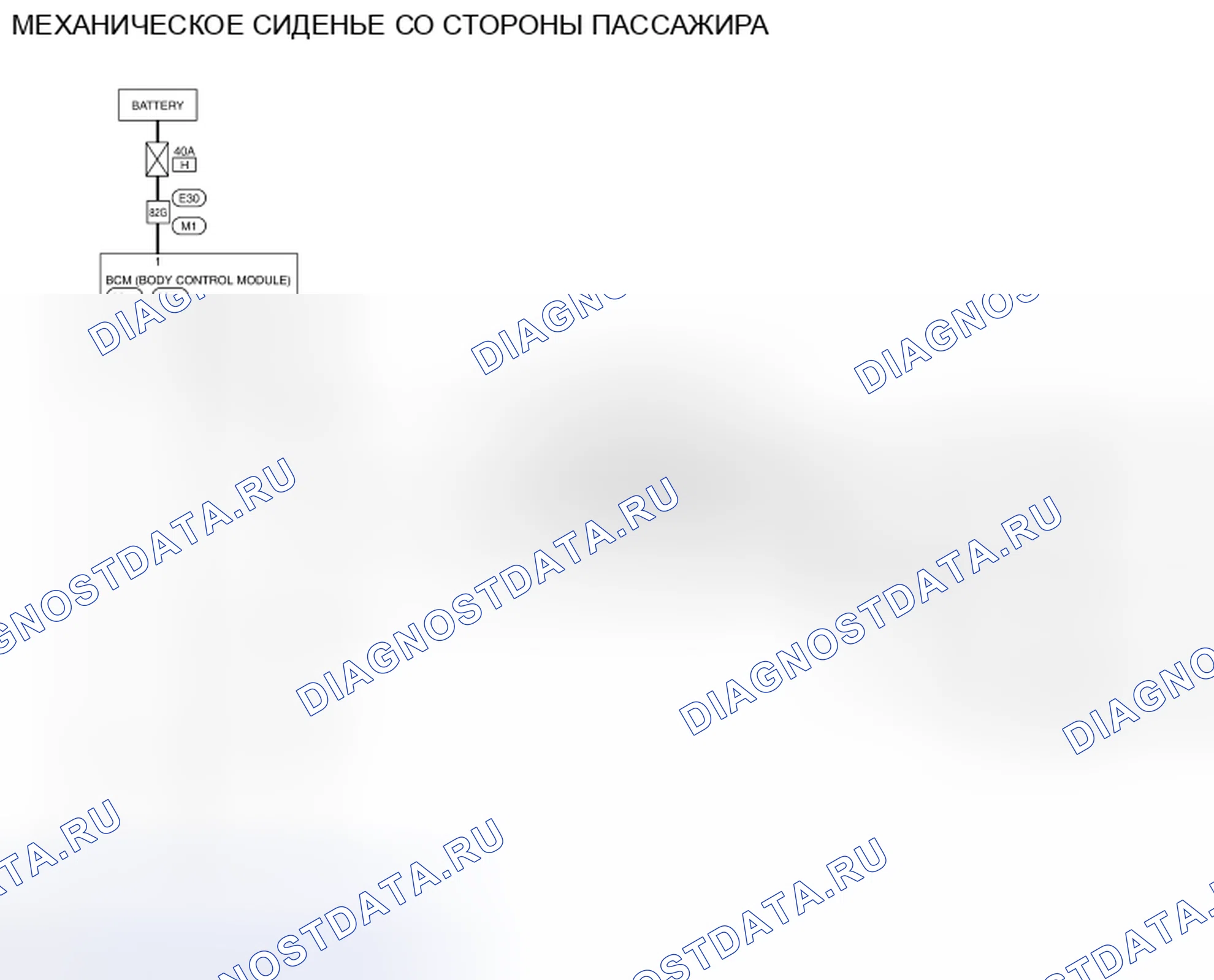 Рис. 222: электросхема - СИДЕНЬЕ С ЭЛЕКТРОПРИВОДОМ СО СТОРОНЫ ПАССАЖИРА. Honda Passport I