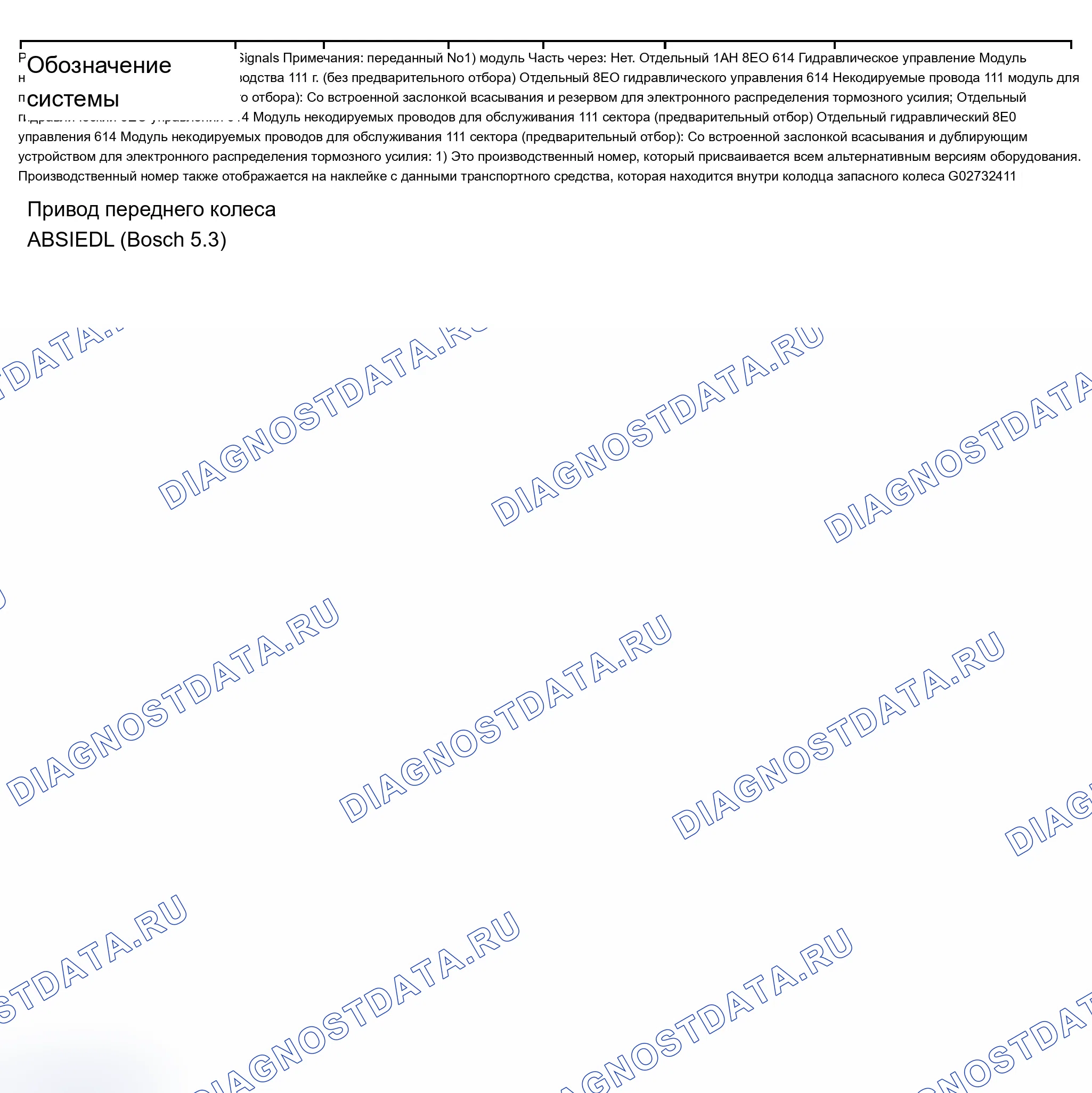 Рис. 44: Версии модулей управления ABS, EDL. Audi A6 C5