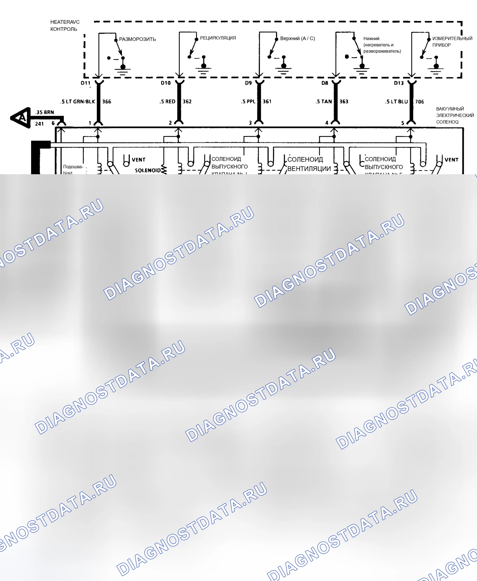 Рис. 1: СХЕМА ВАКУУМНЫХ ШЛАНГОВ. Cadillac Fleetwood II