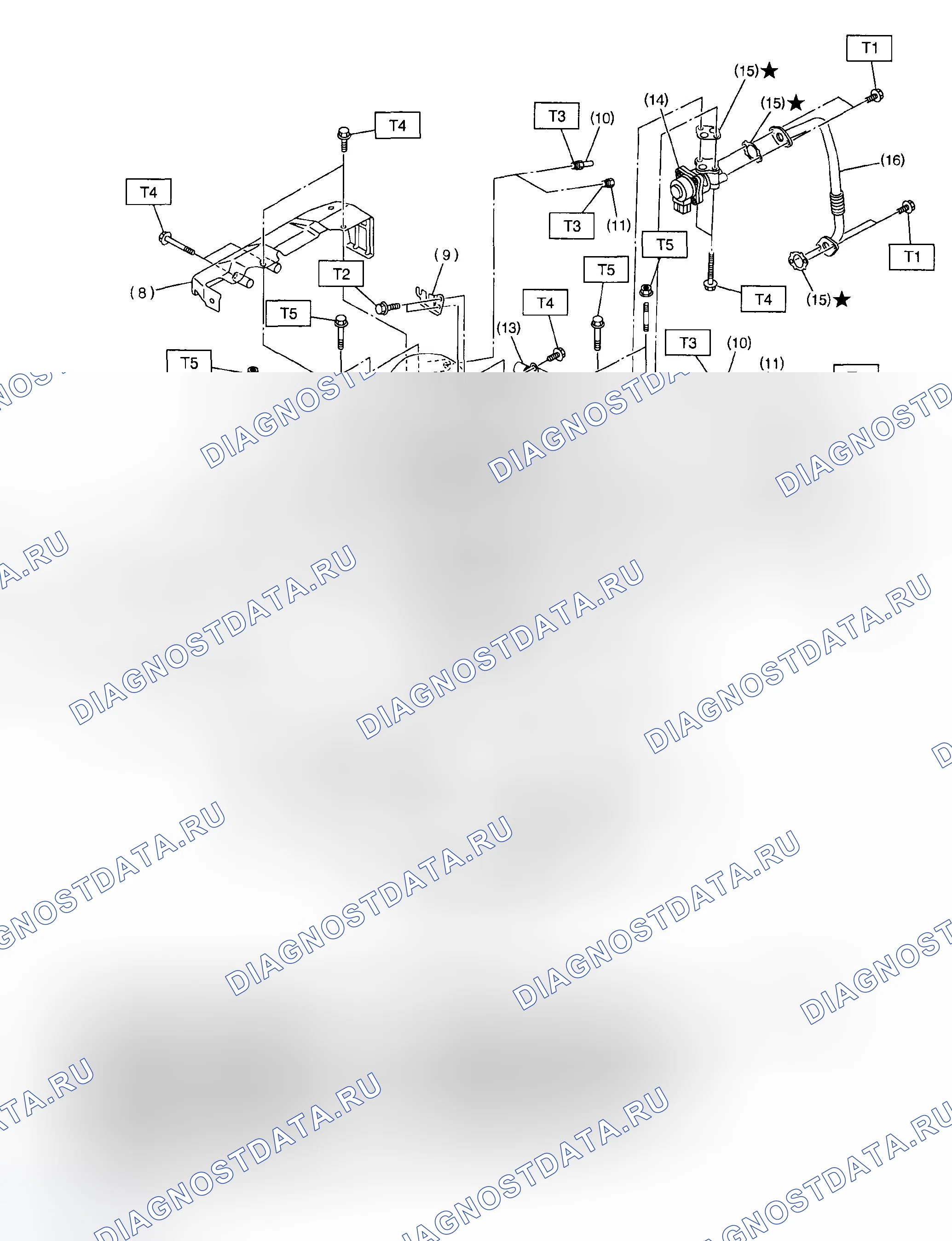 Рис. 2: Разнесенный вид впускного коллектора. Subaru Outback BH