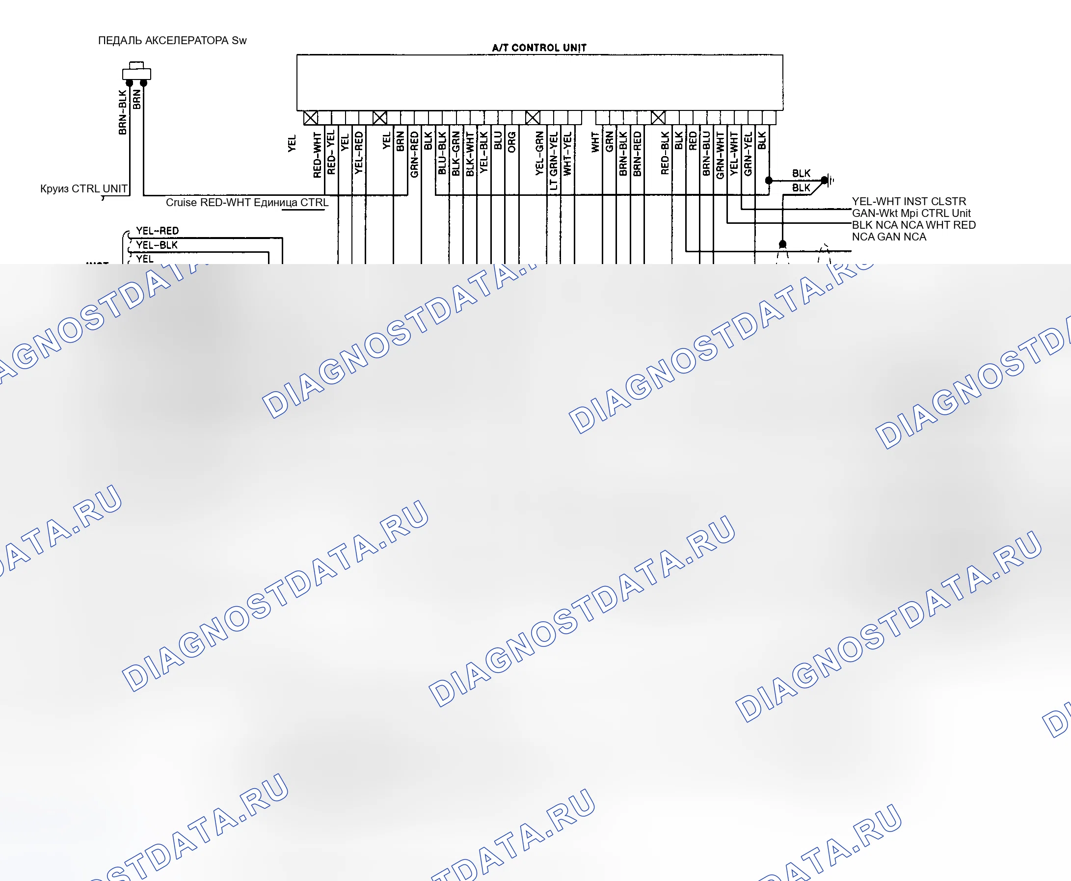 Рис. 53: электросхема трансмиссия (1989 Sigma). Hyundai Excel II