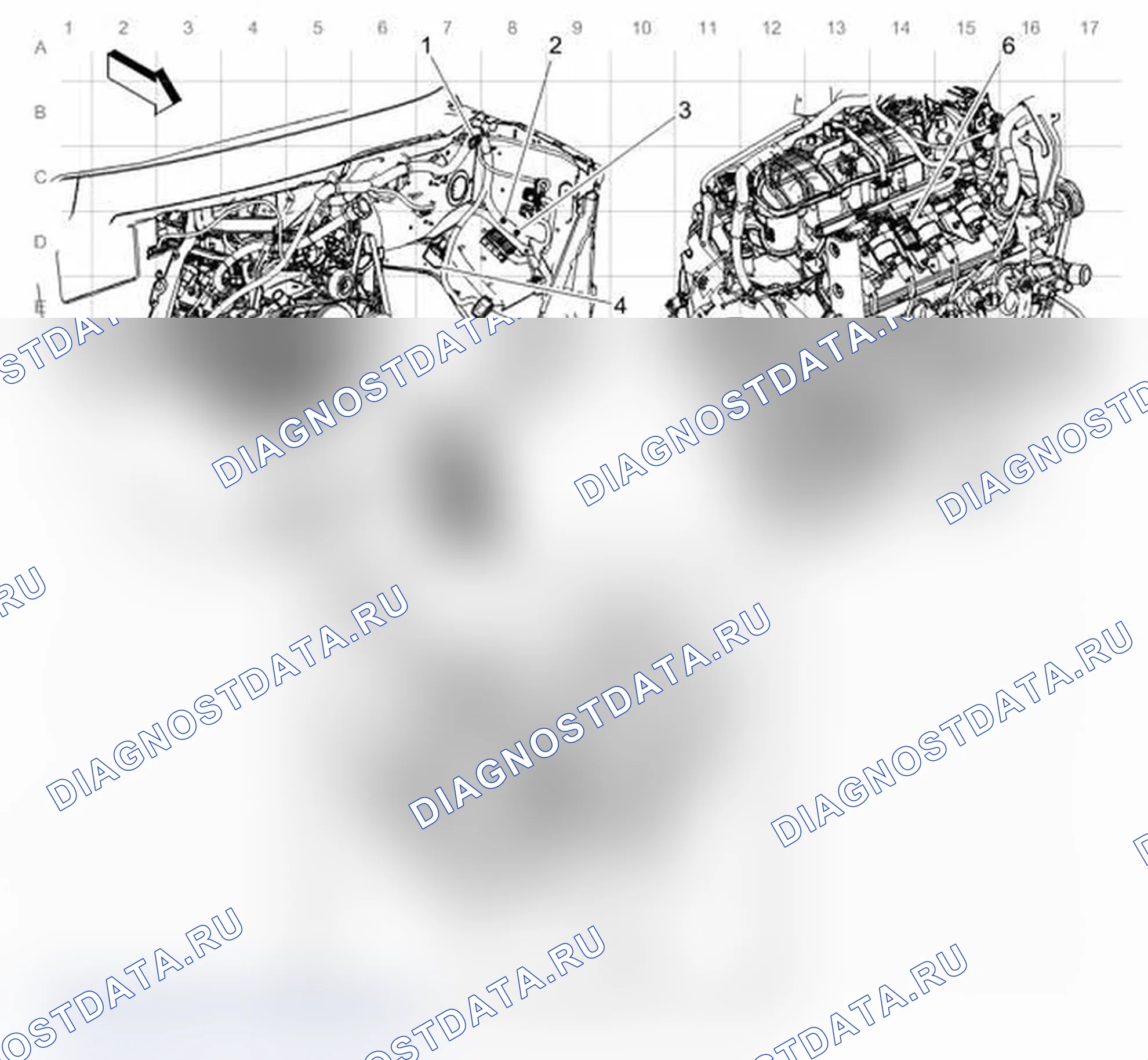 Рис. 22: Прокладка кабелей двигателя - передняя часть (LMF). Chevrolet Express G1500 