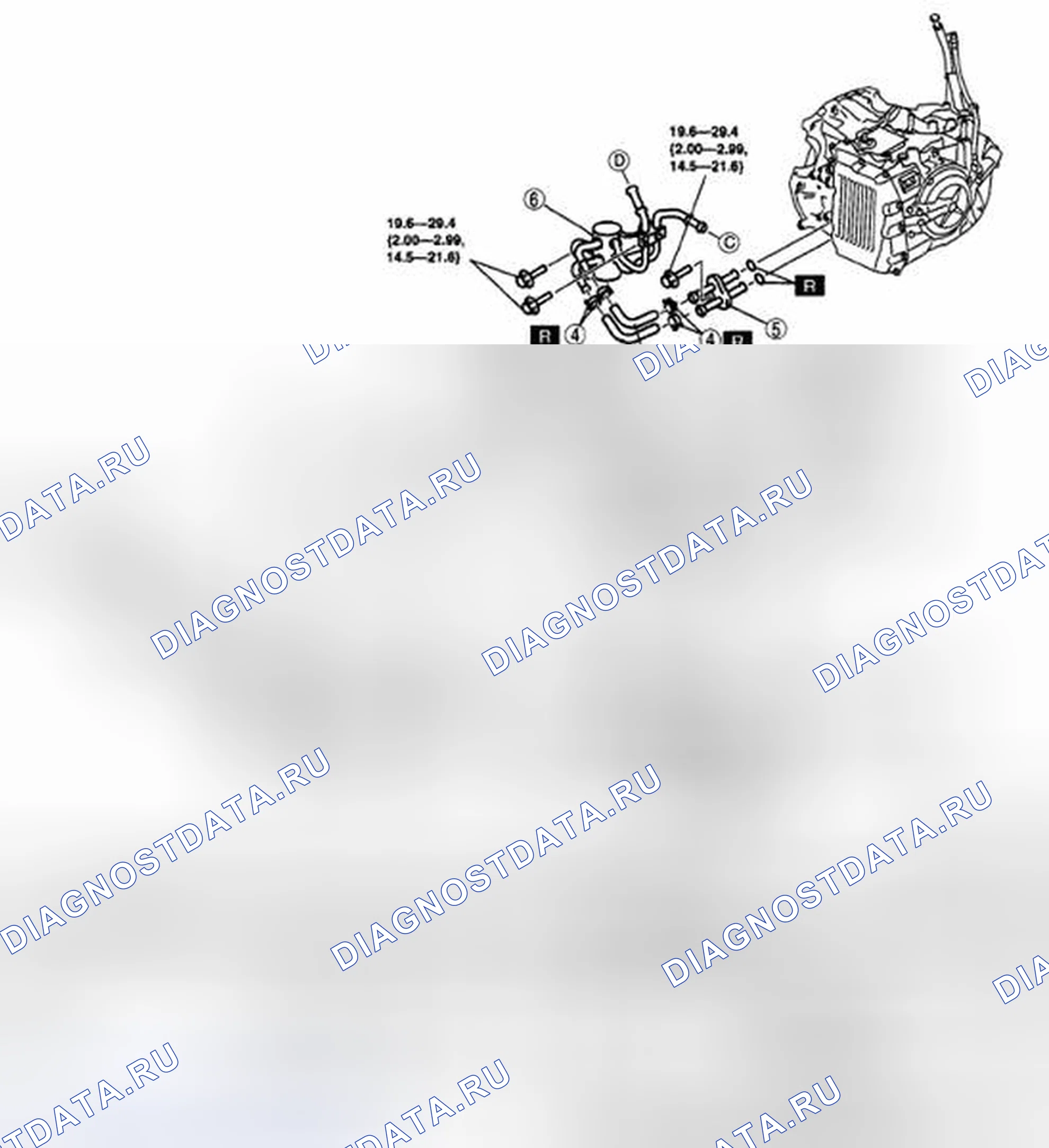 Рис. 417: ДЕМОНТАЖ / МОНТАЖ МАСЛООХЛАДИТЕЛЯ [AW6A-EL, AW6AX-EL]. Mazda CX-7 I