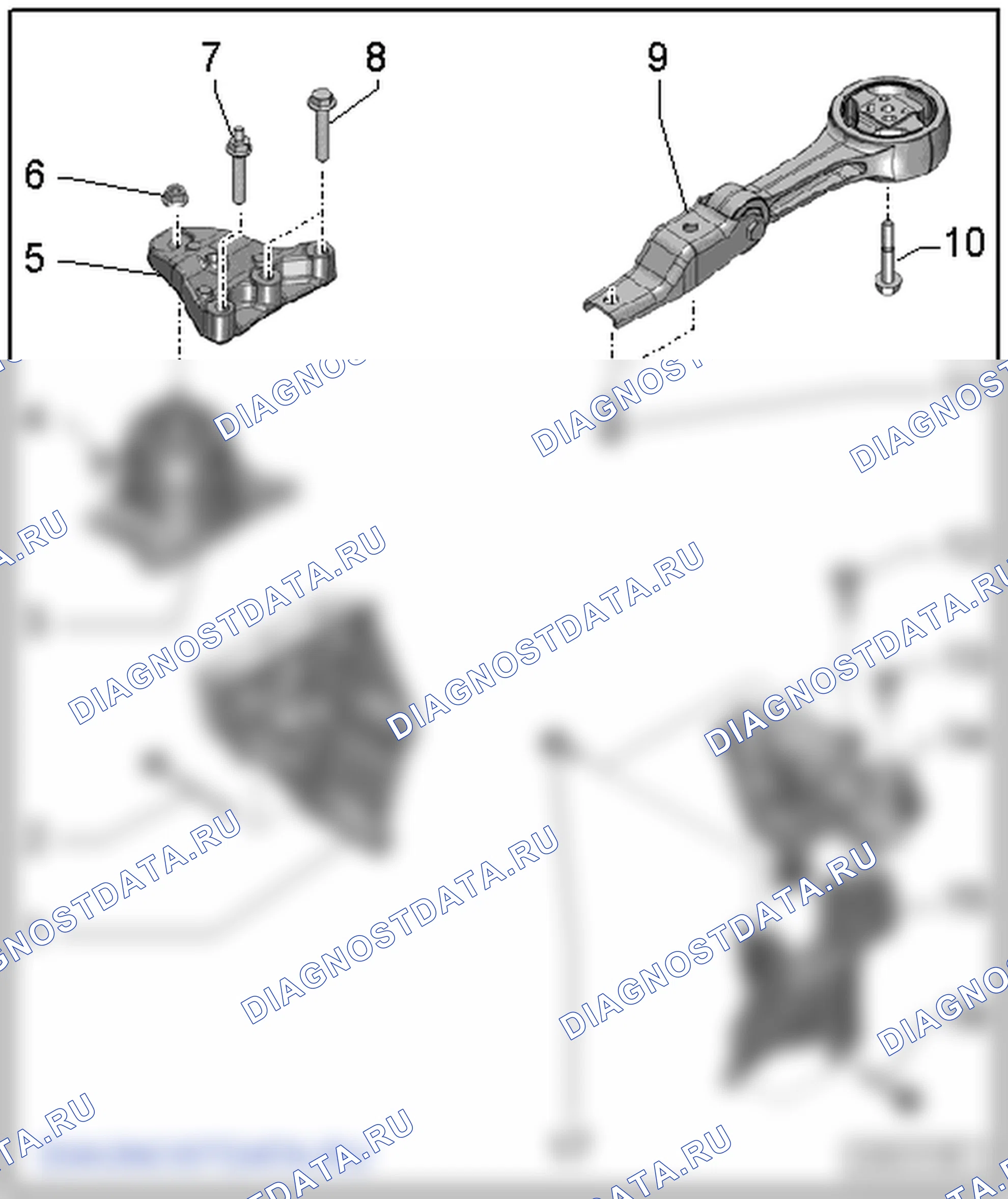 Опоры силового агрегата (4-цил. дизельный двигатель (1,6 л 4V, TDI Common Rail)). SEAT Toledo Iv