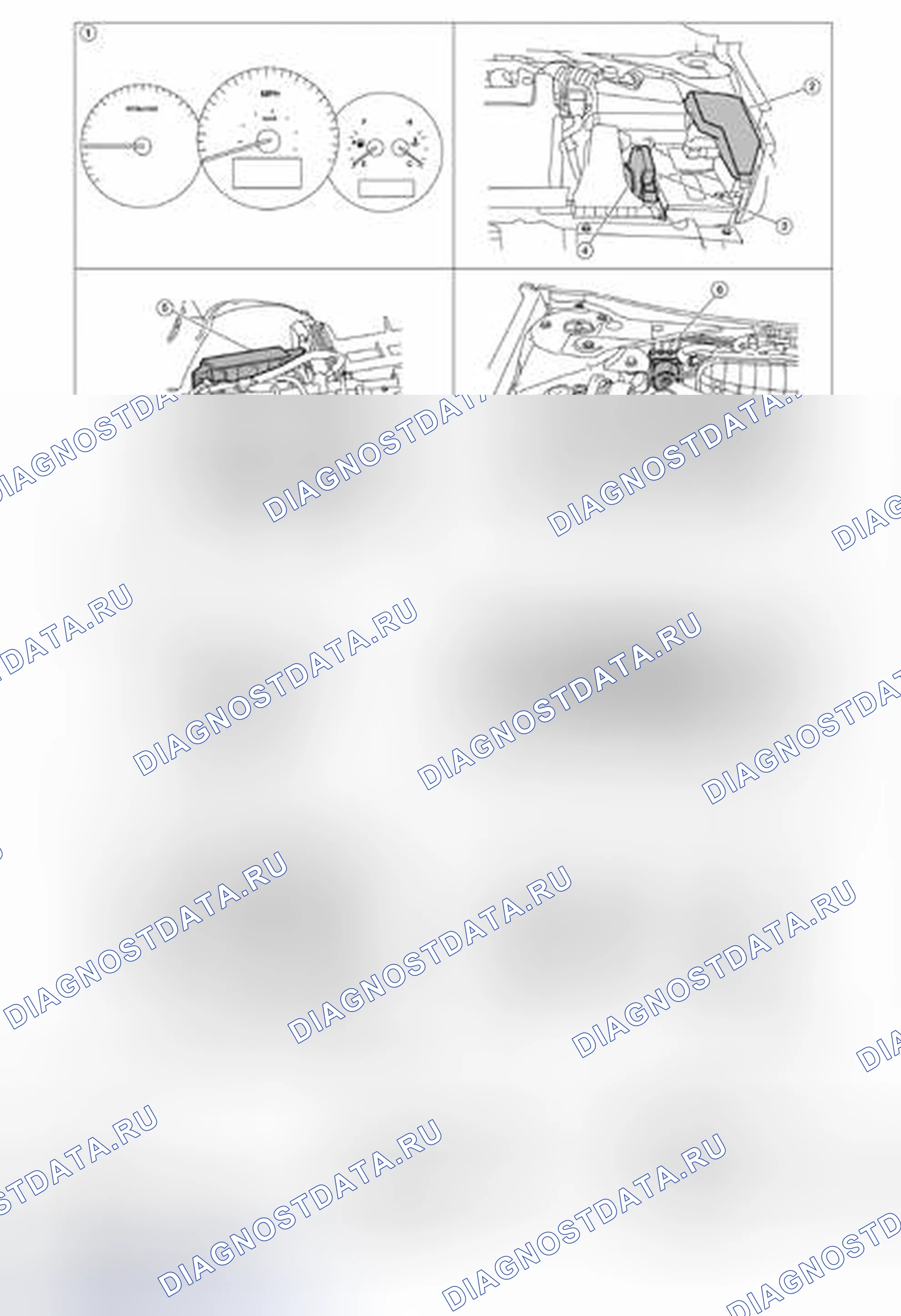 Рис. 70: СПИДОМЕТР: расположение компонентов. Nissan Altima L33