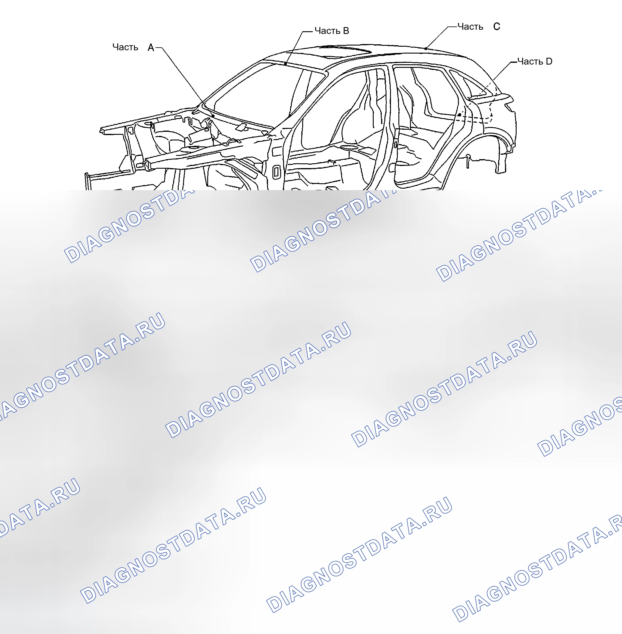 Рис. 62: ОТМЕТКИ ЦЕНТРА ТЕЛА. Infiniti FX35 I