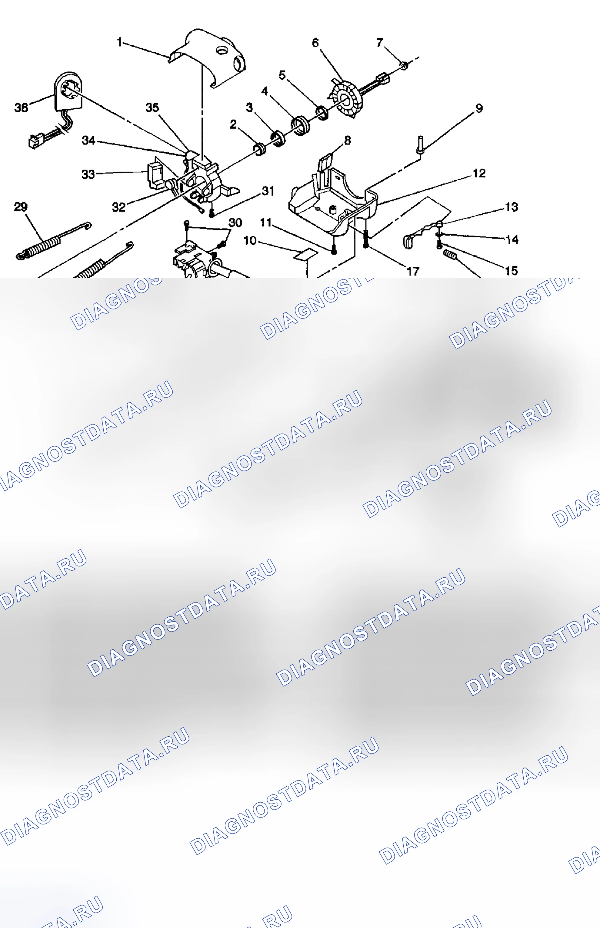 Рис. 3: Вид рулевой колонки в разобранном виде (Aztek). Hyundai Venue I