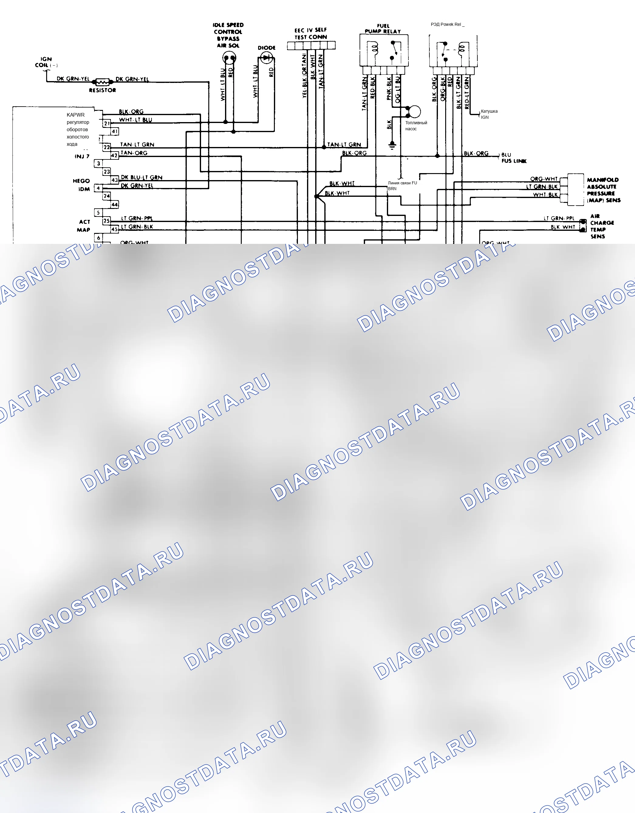 Рис. 74: электросхема 5.0L SEFI&MA SEFI EEC-IV (Mustang). Mercury Sable I