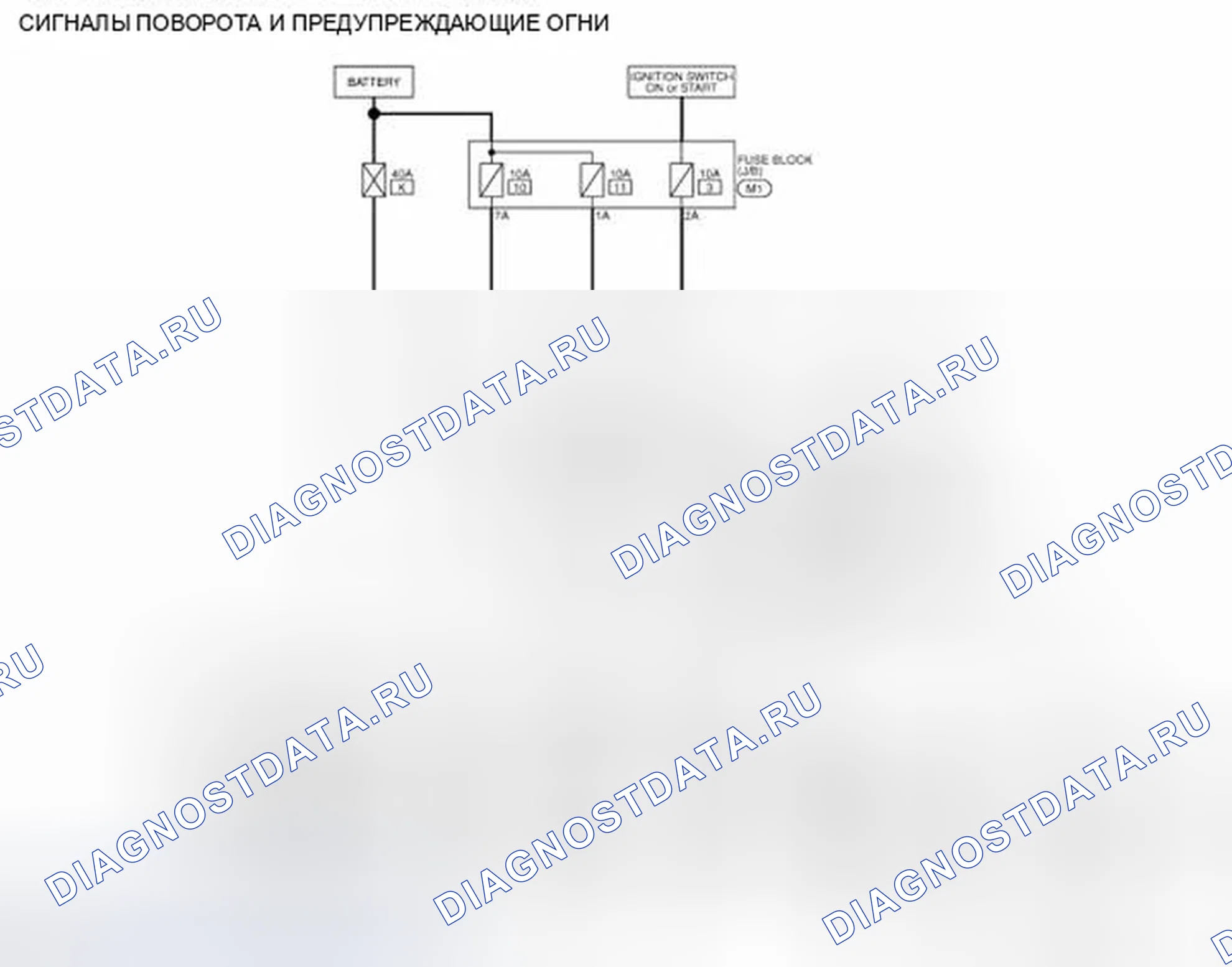 Рис. 265: электросхема - ЛАМПЫ, ПРЕДУПРЕЖДАЮЩИЕ О ПОВОРОТЕ И ОПАСНОСТИ. Infiniti G37 IV рестайлинг