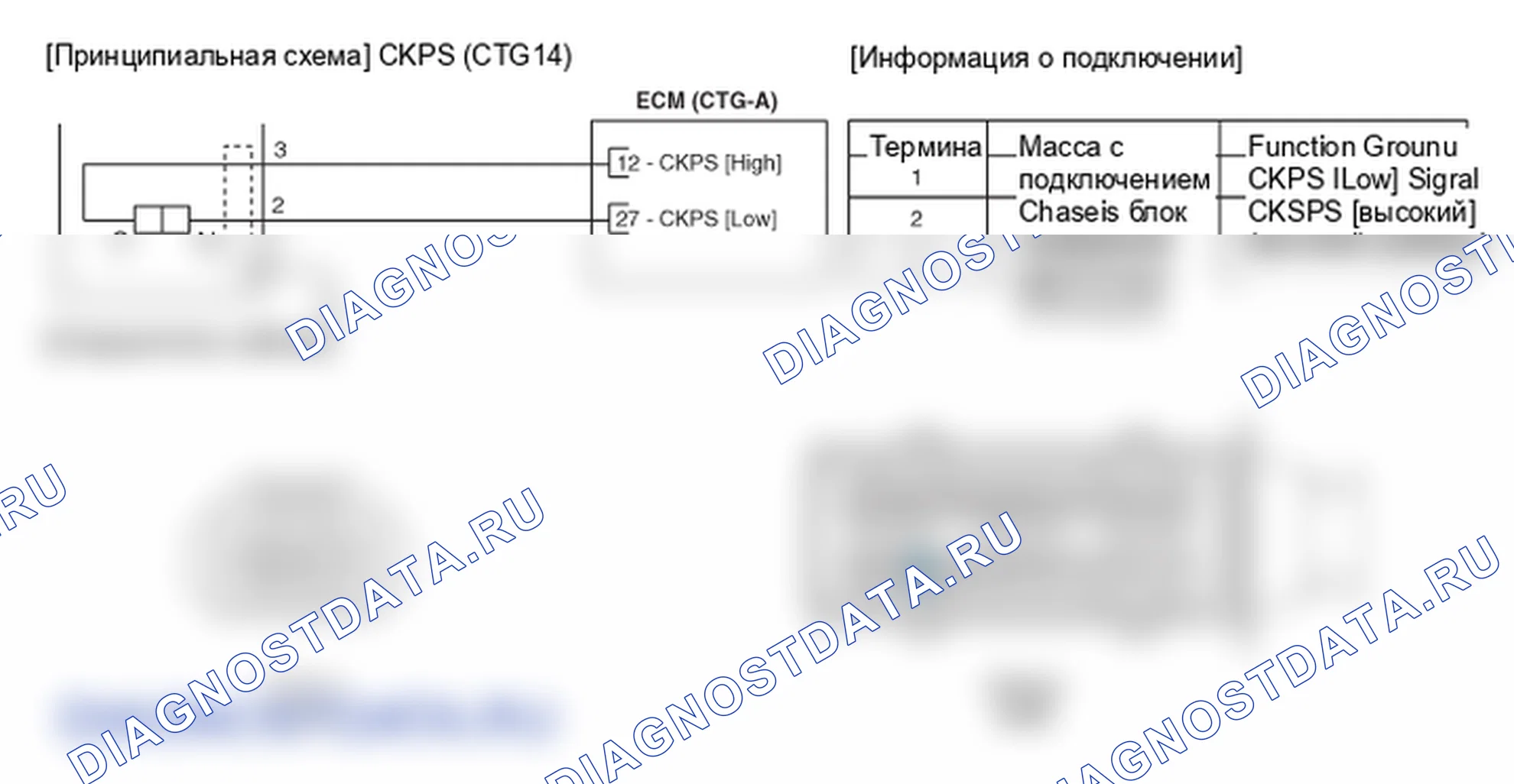 Фрагмент электросхемы: Датчик положения коленчатого вала (CKPS). Hyundai Genesis BH