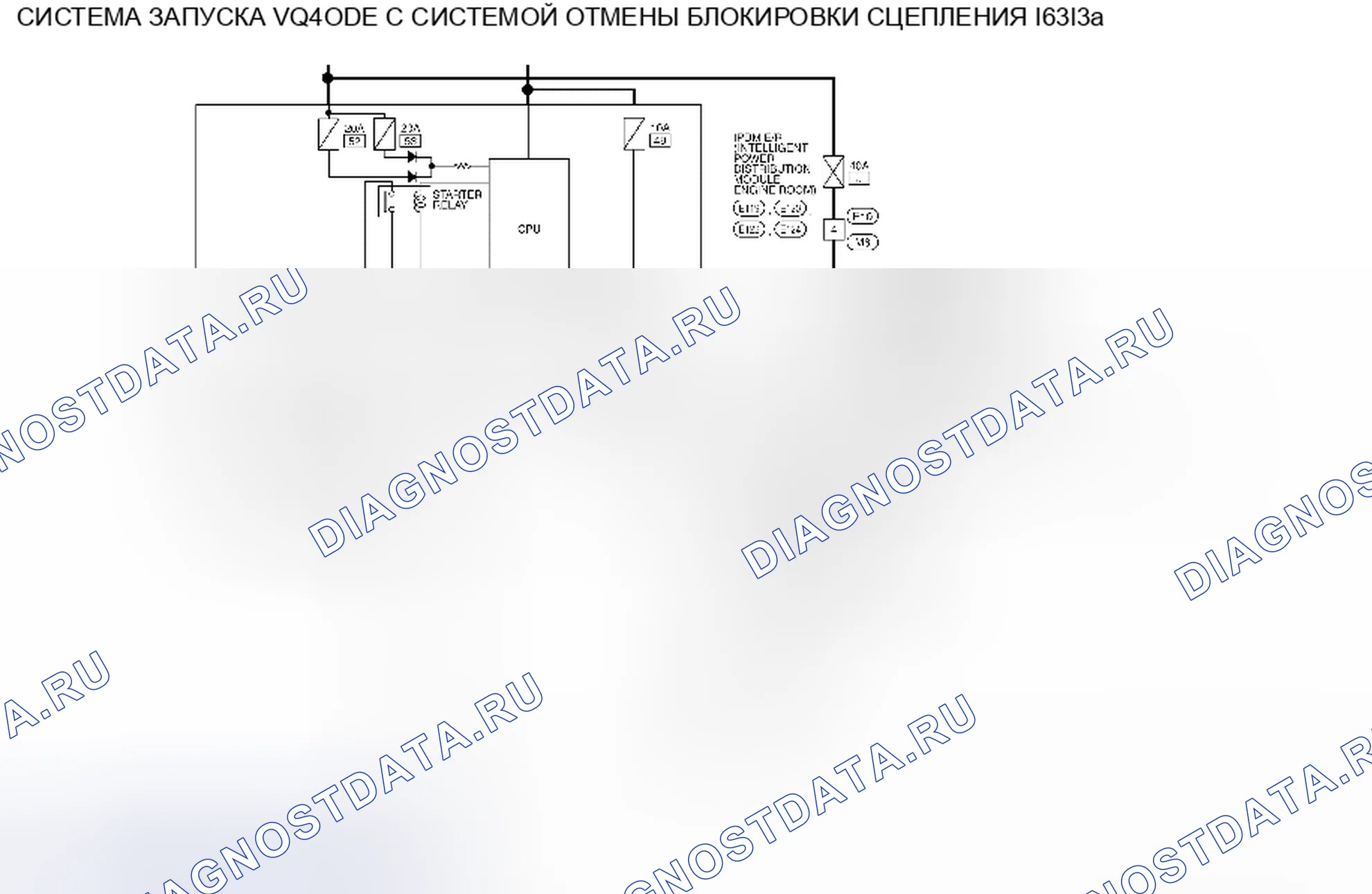 Рис. 102: Пусковая система: электросхема [VQ40DE с выключателем блокировки сцепления]. Suzuki Equator I