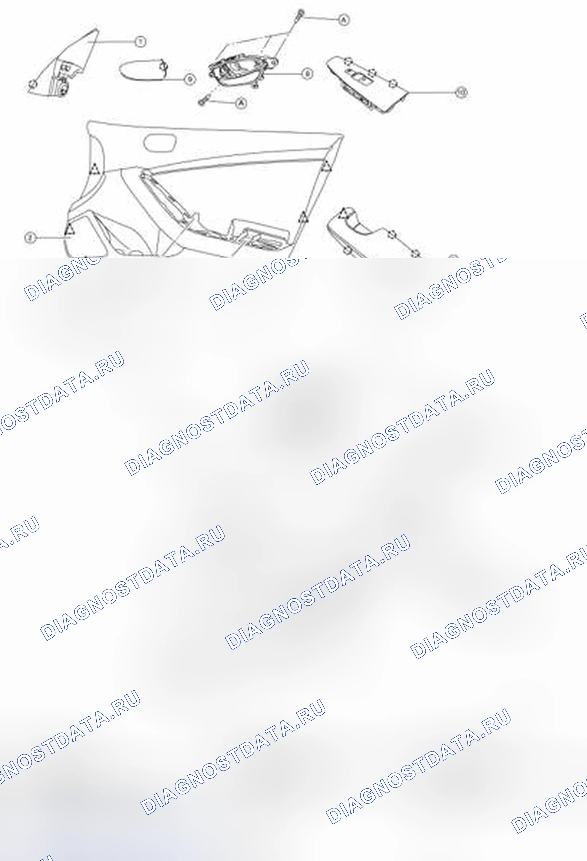 Рис. 4: Покомпонентный вид компонентов дверного доводчика. Nissan Altima L32