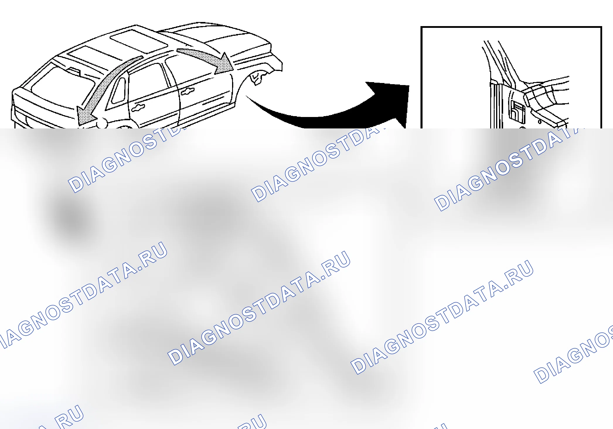 Рис. 53: Направление потока воды в крыше (расширенный седан). Pontiac G6 I final