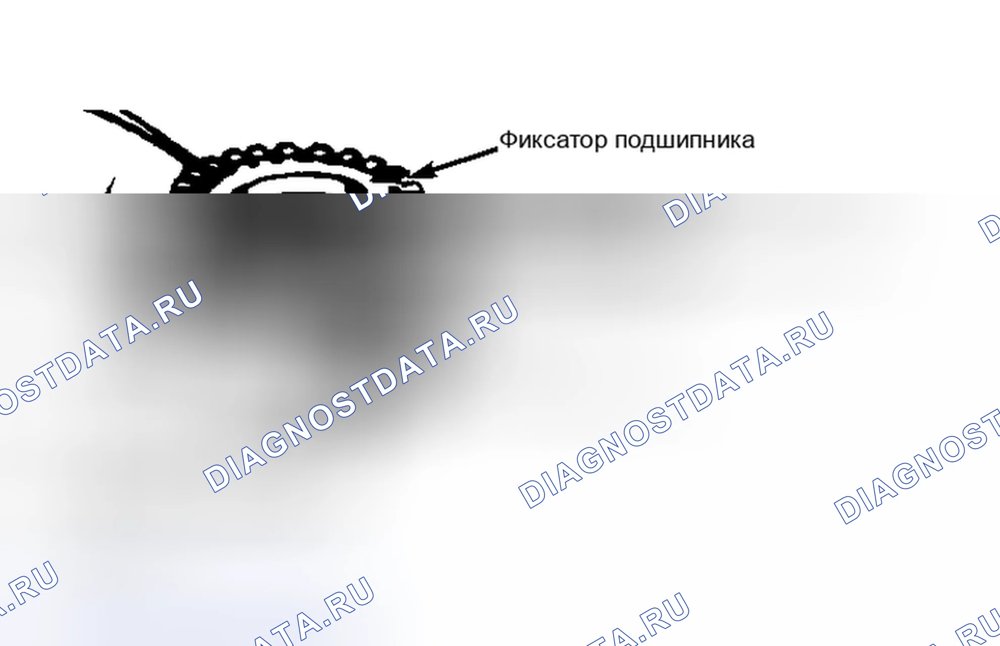 Рис. 3: Снятие фиксатора верхнего упорного подшипника Показана большая шестерня, малая шестерня аналогичная.. Buick Riviera VI