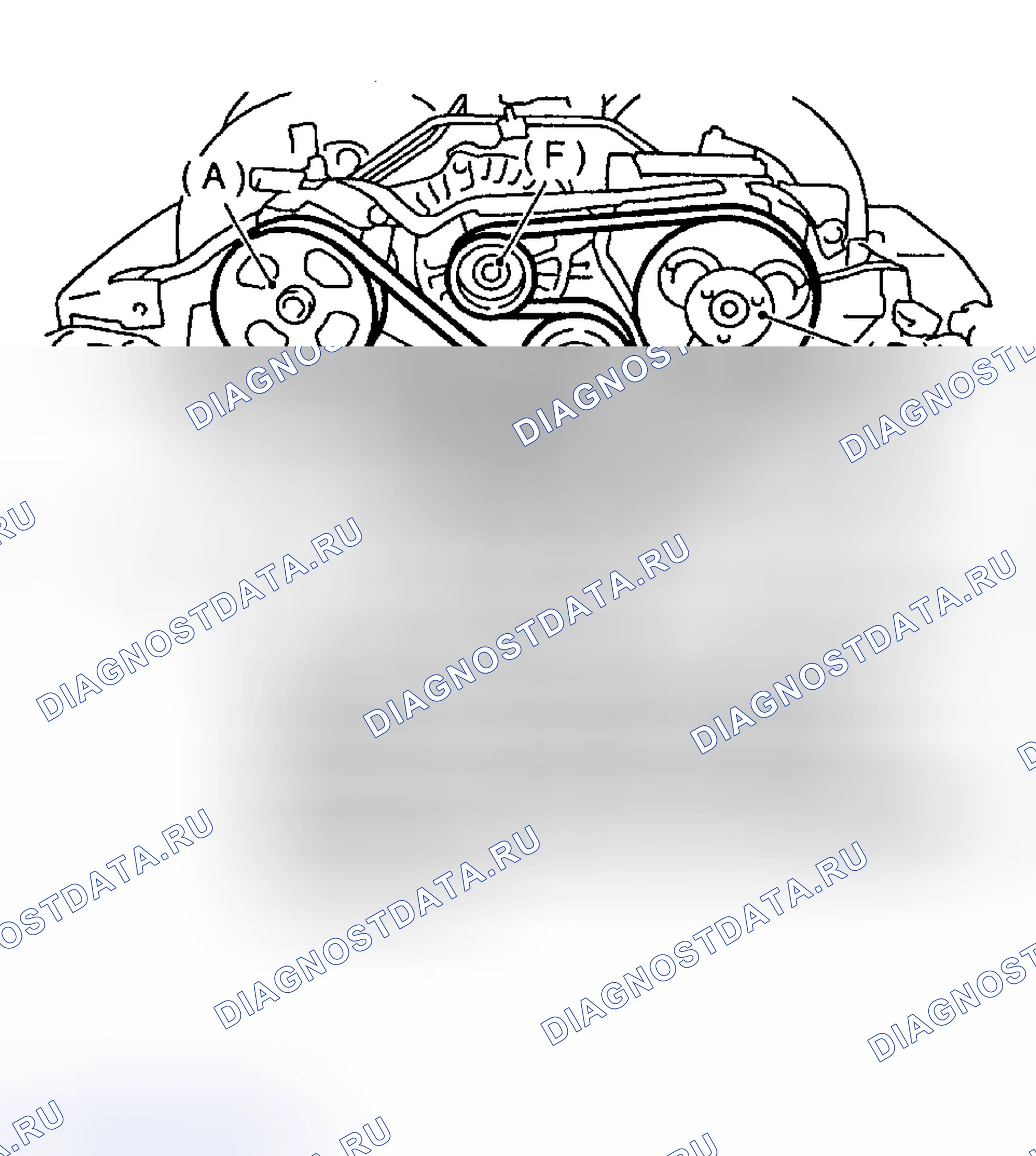 Рис. 22: ТРАССИРОВКА РЕМНЯ (3.0L). Subaru Legacy BC/BJ/BF