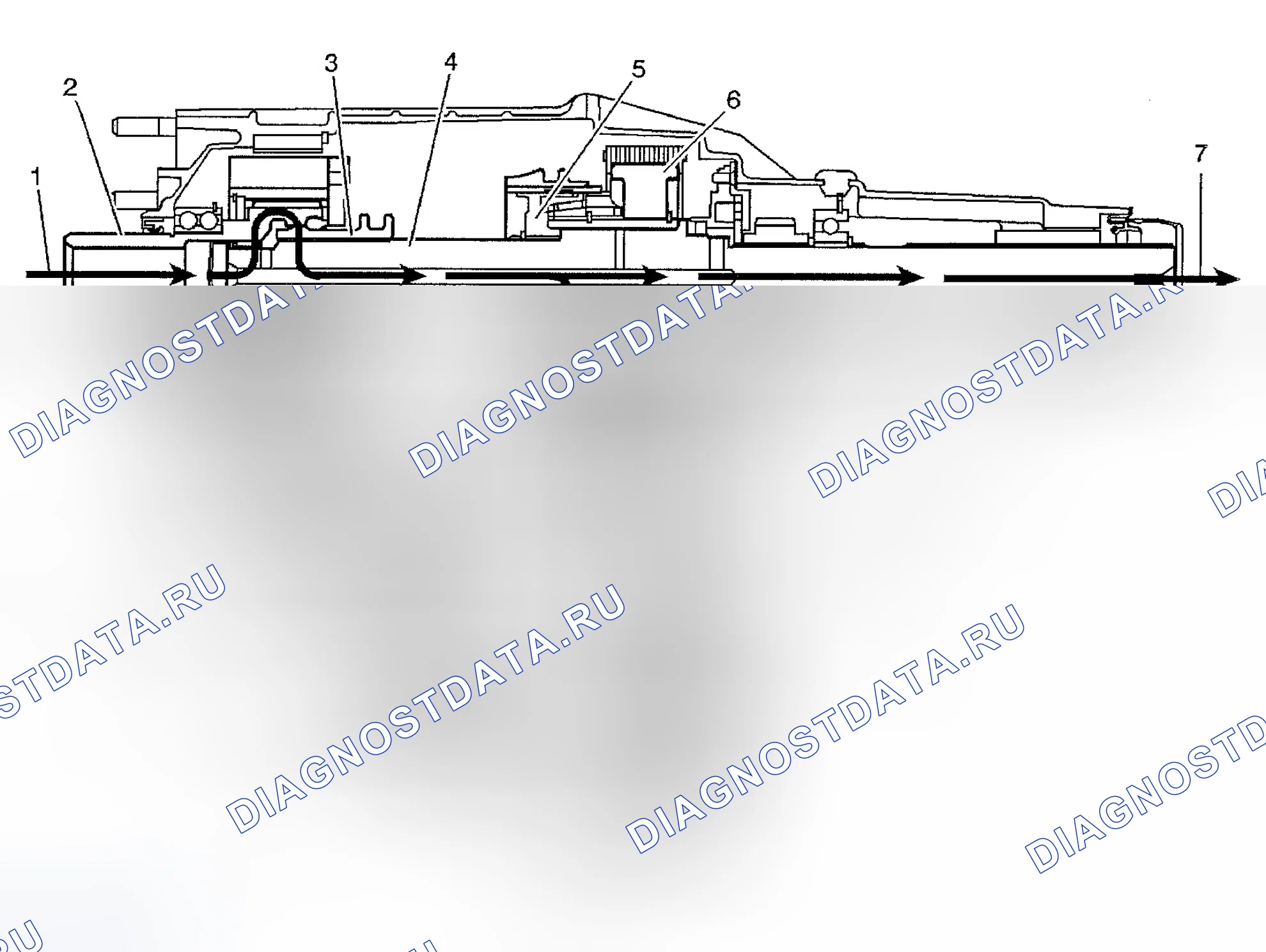 Рис. 36: РЕЖИМ 4HI ПОТОК МОЩНОСТИ. Chevrolet Silverado 2500 