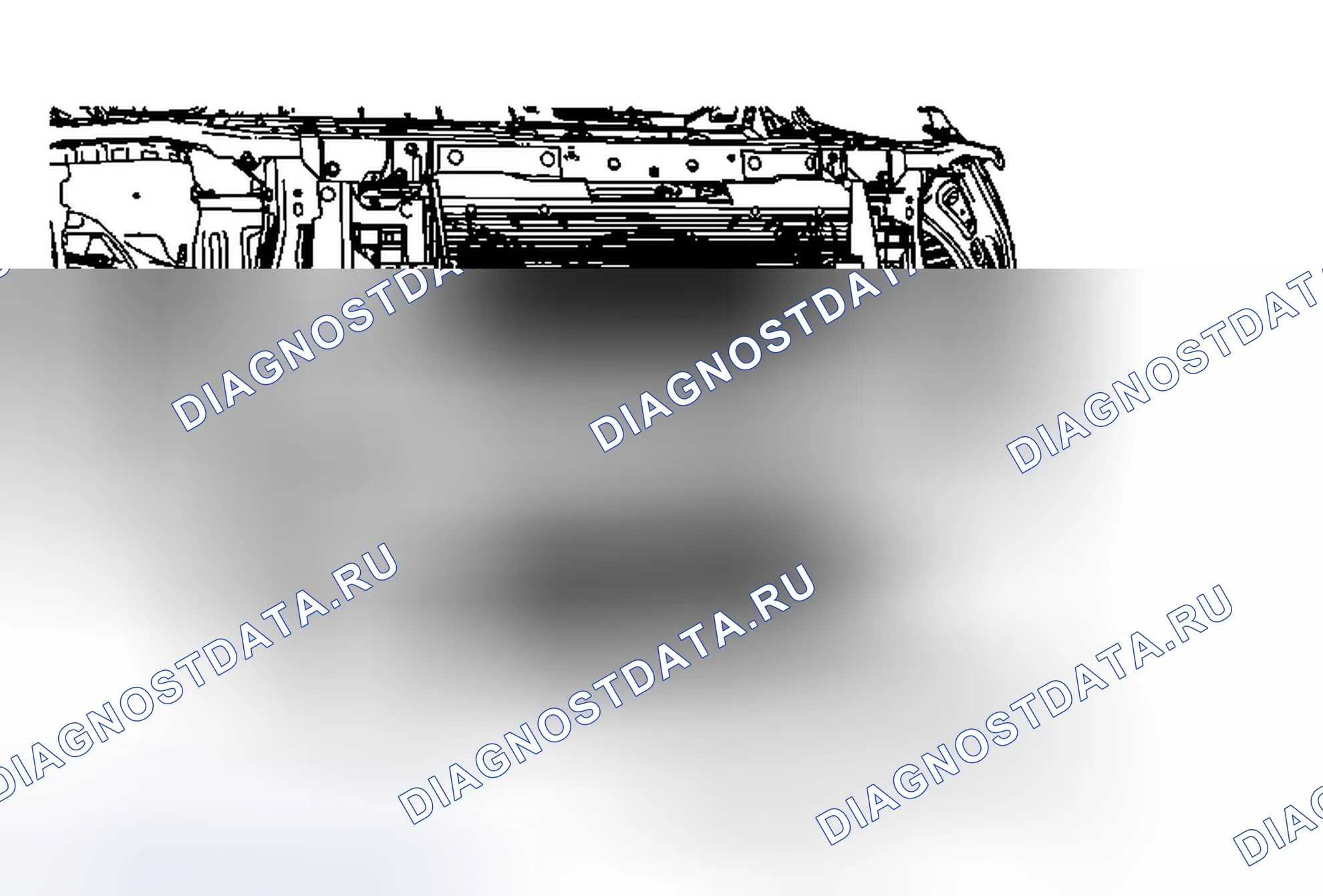 Рис. 11: Замена нижнего уплотнения воздуха радиатора. Cadillac SRX II
