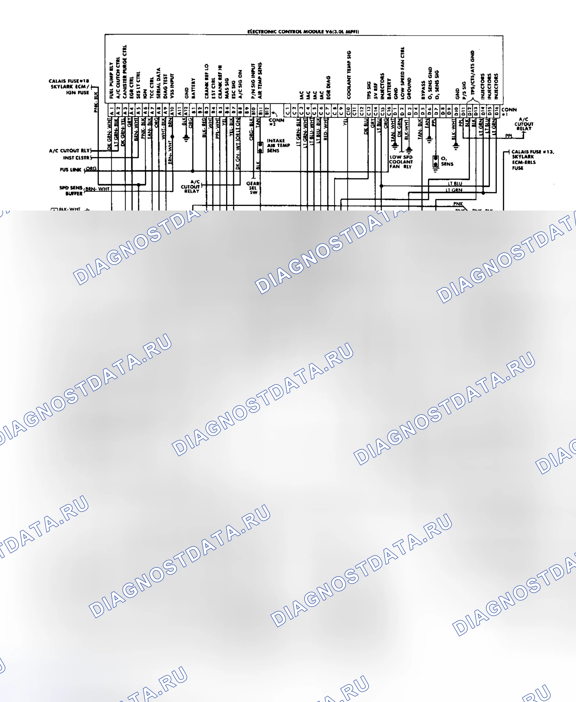 Рис. 246: Схема проводки впрыска топлива в порт (корпус 3.0L «N»). Pontiac Grand AM III