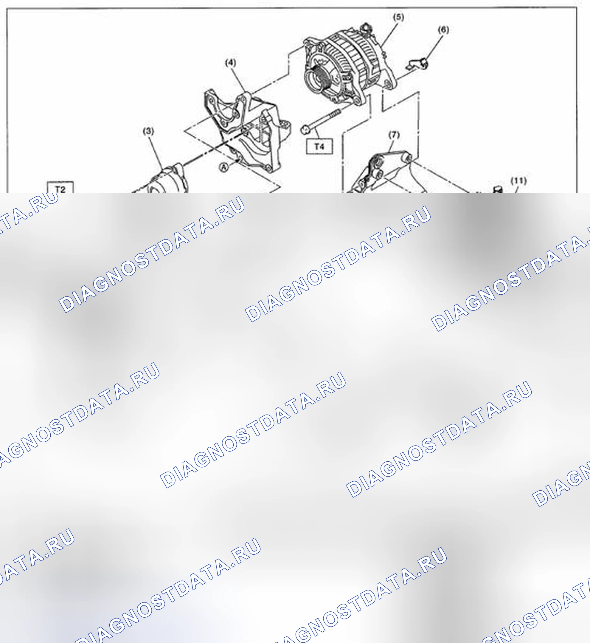 Рис. 216: КЛИНОВОЙ РЕМЕНЬ. Subaru Legacy BM/BR
