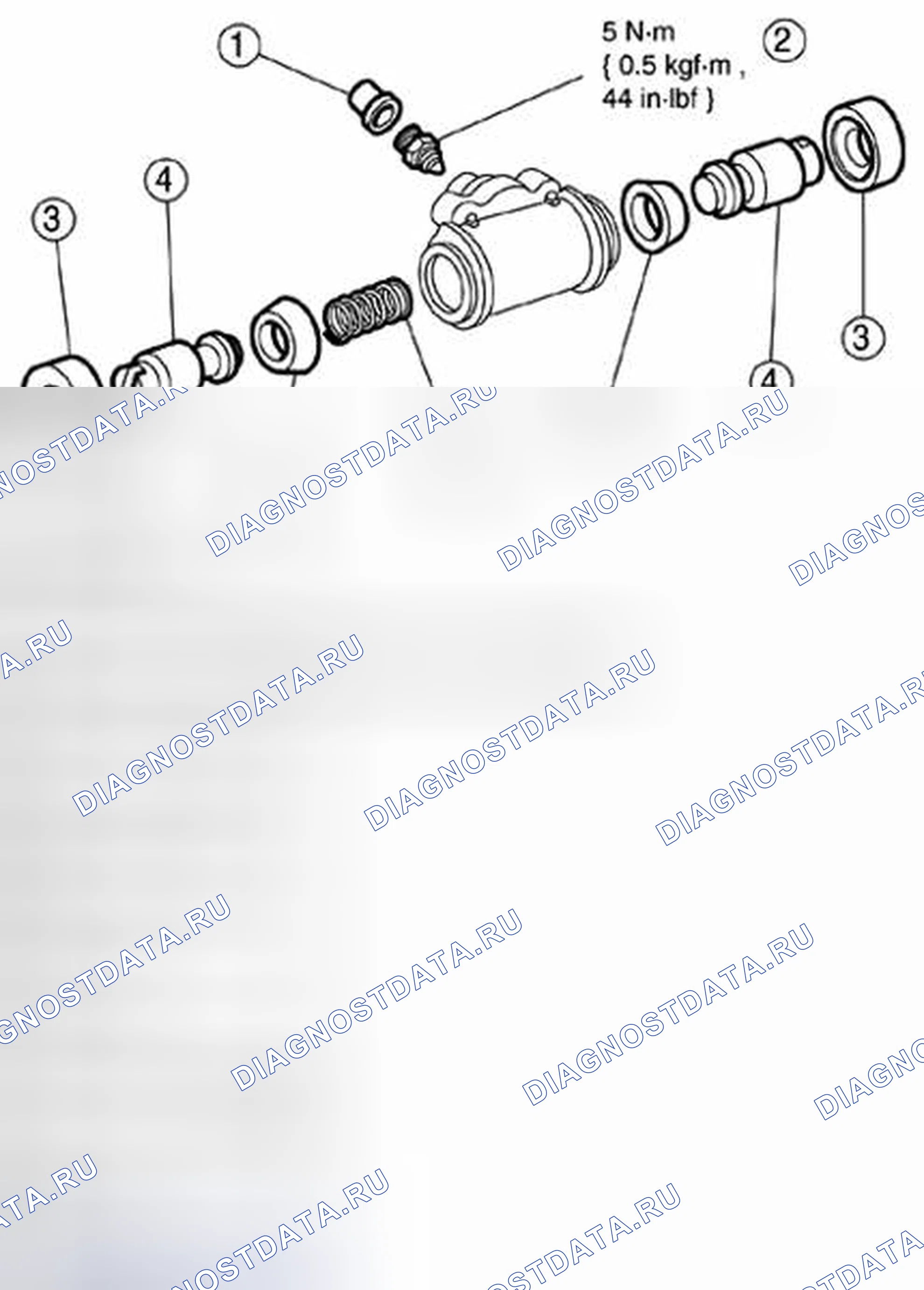 Рис. 60: РАЗБОРКА / СБОРКА КОЛЕСНОГО ЦИЛИНДРА. Mazda Tribute II