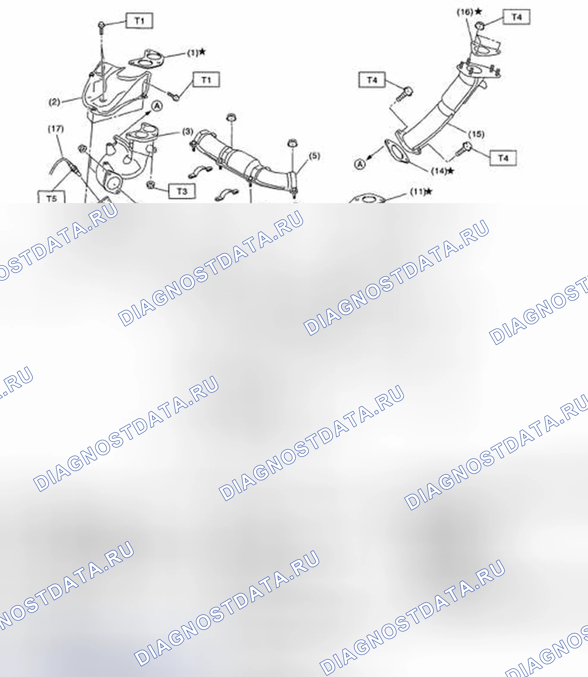 Рис. 17: ПЕРЕДНЯЯ ВЫХЛОПНАЯ ТРУБА. Subaru Impreza WRX GH