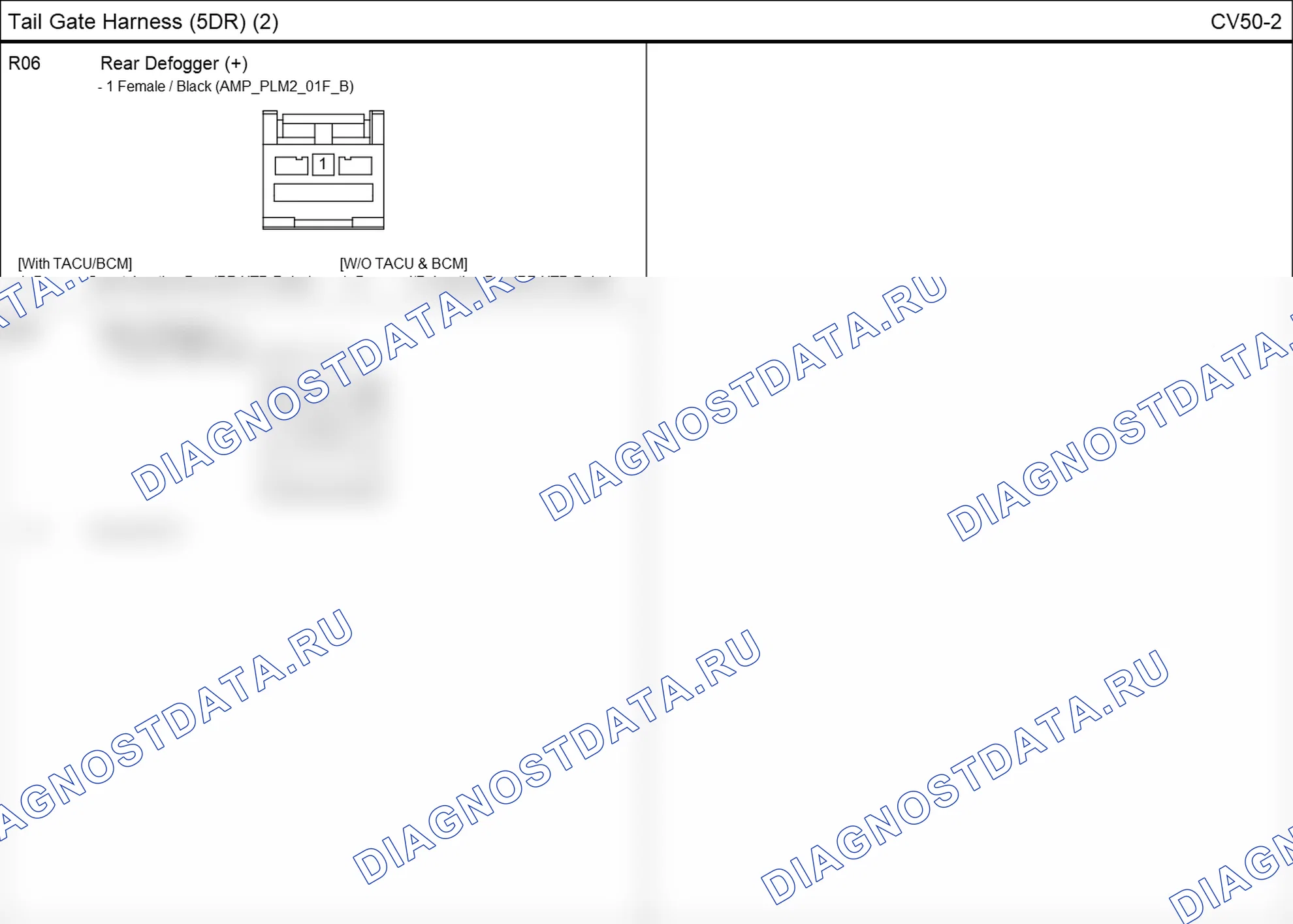 Распиновка разъёма CV50-2 — tail gate harness. Hyundai GRAND i10/Xcent BA