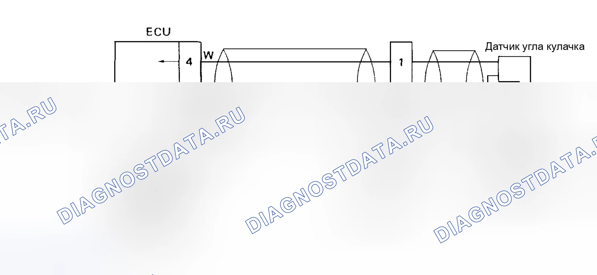 Рис. 59: Схема - код 13, датчик угла CAM (без турбо). Subaru Legacy BC/BJ/BF