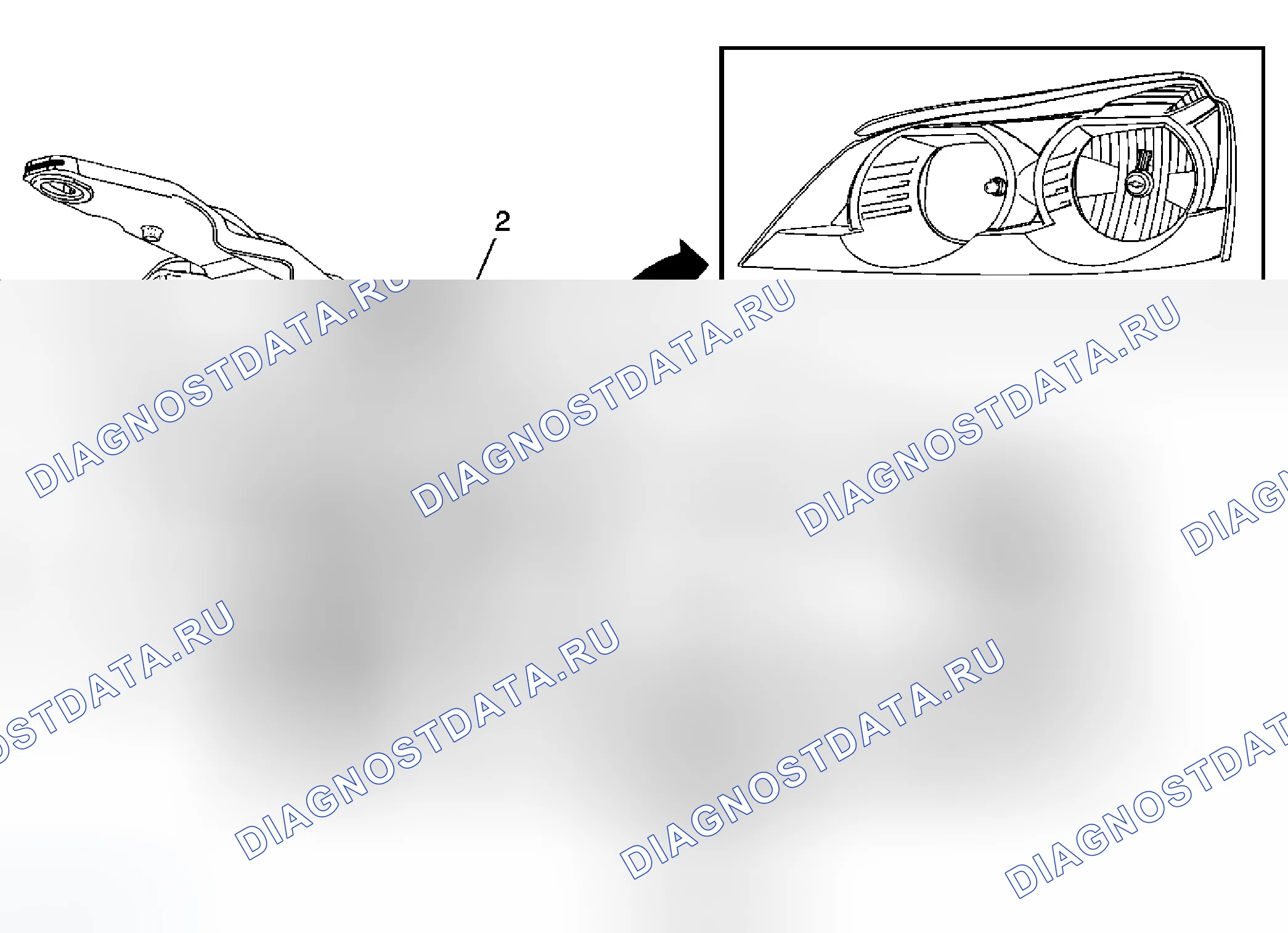 Рис. 48: Замена лампы фары (траверса без Tvp Lo Beam). Chevrolet Traverse I