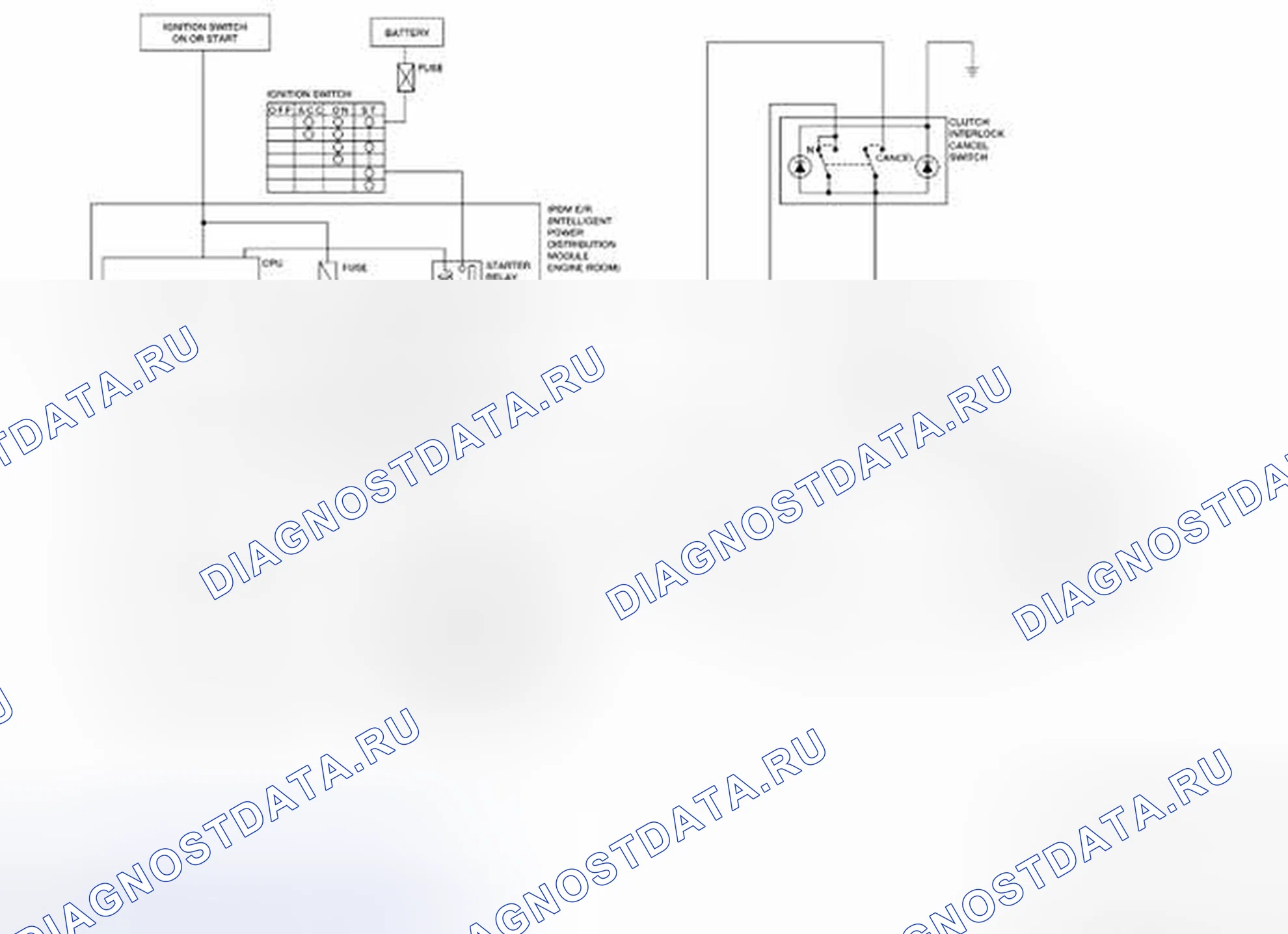 Рис. 42: Система запуска (модели M / T) - принципиальная схема. Nissan Frontier D40