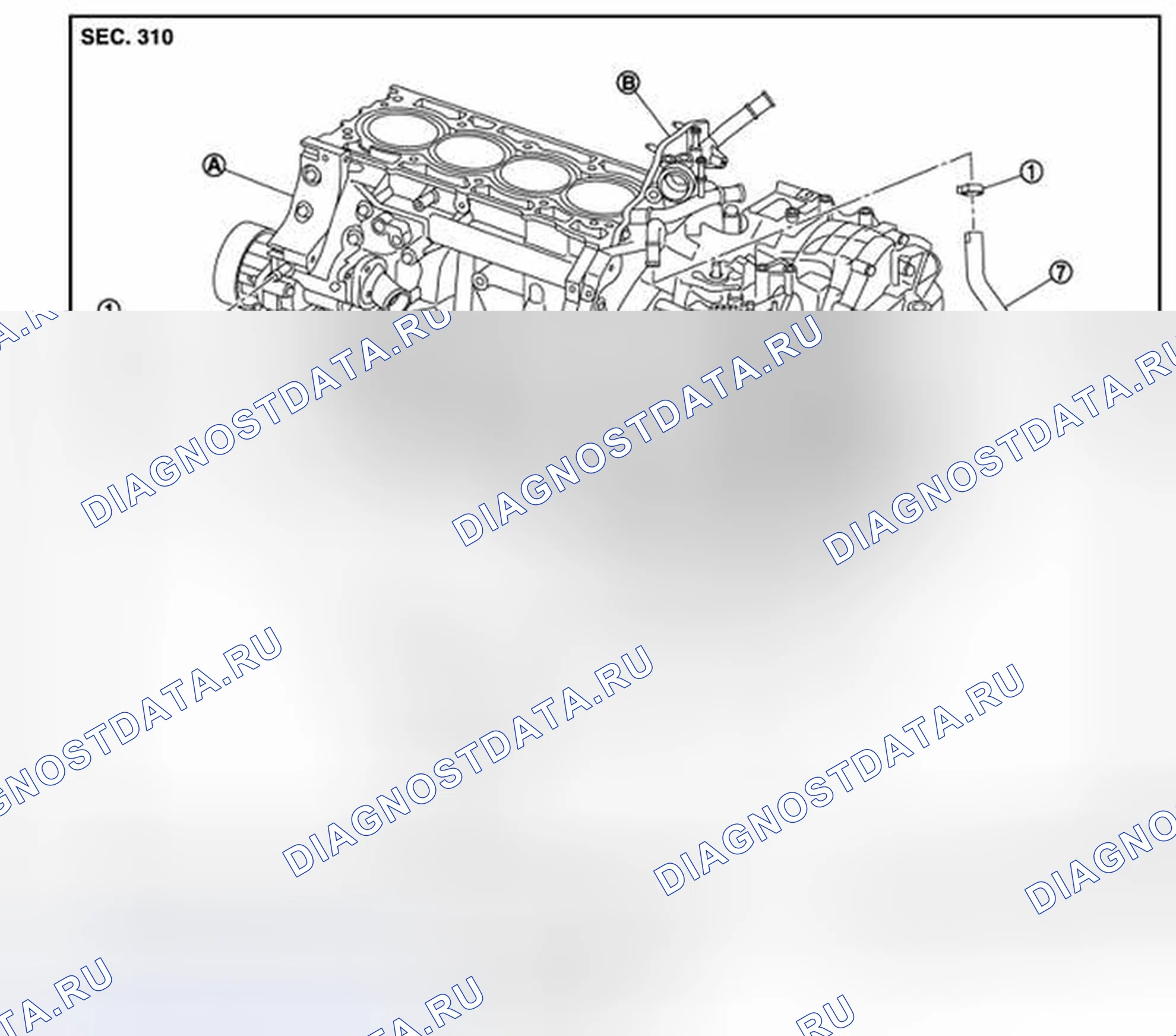 Рис. 22: ВОДЯНОЙ ШЛАНГ: вид в разобранном виде. Nissan Cube III