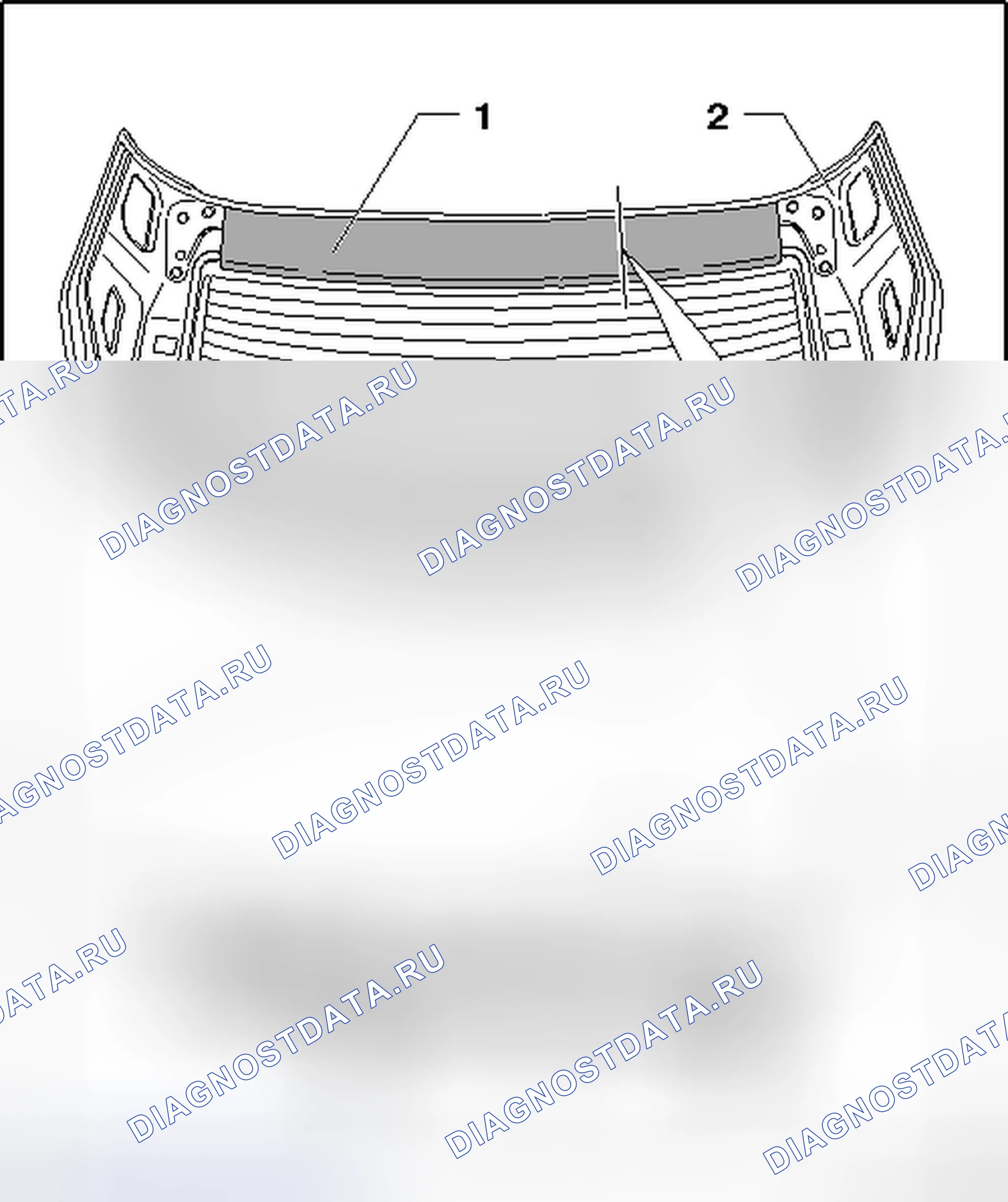 Рис. 125: ВЕРХНЯЯ облицовка РАМЫ ЗАДНЕГО ОКНА. Volkswagen Eos I