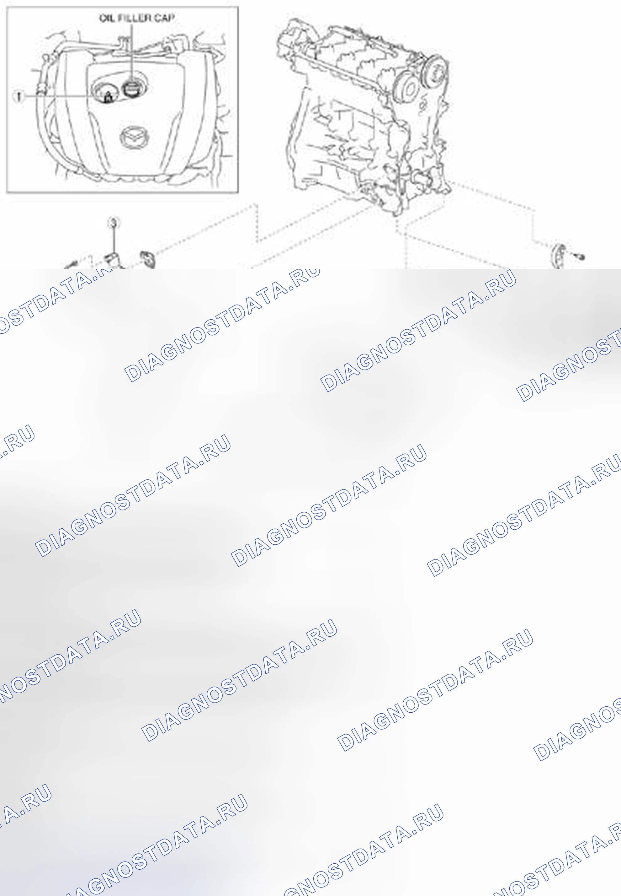 Рис. 52: Идентификация компонентов системы смазки двигателя [SKYACTIV-G 2.0]. Mazda 3 BL рестайлинг
