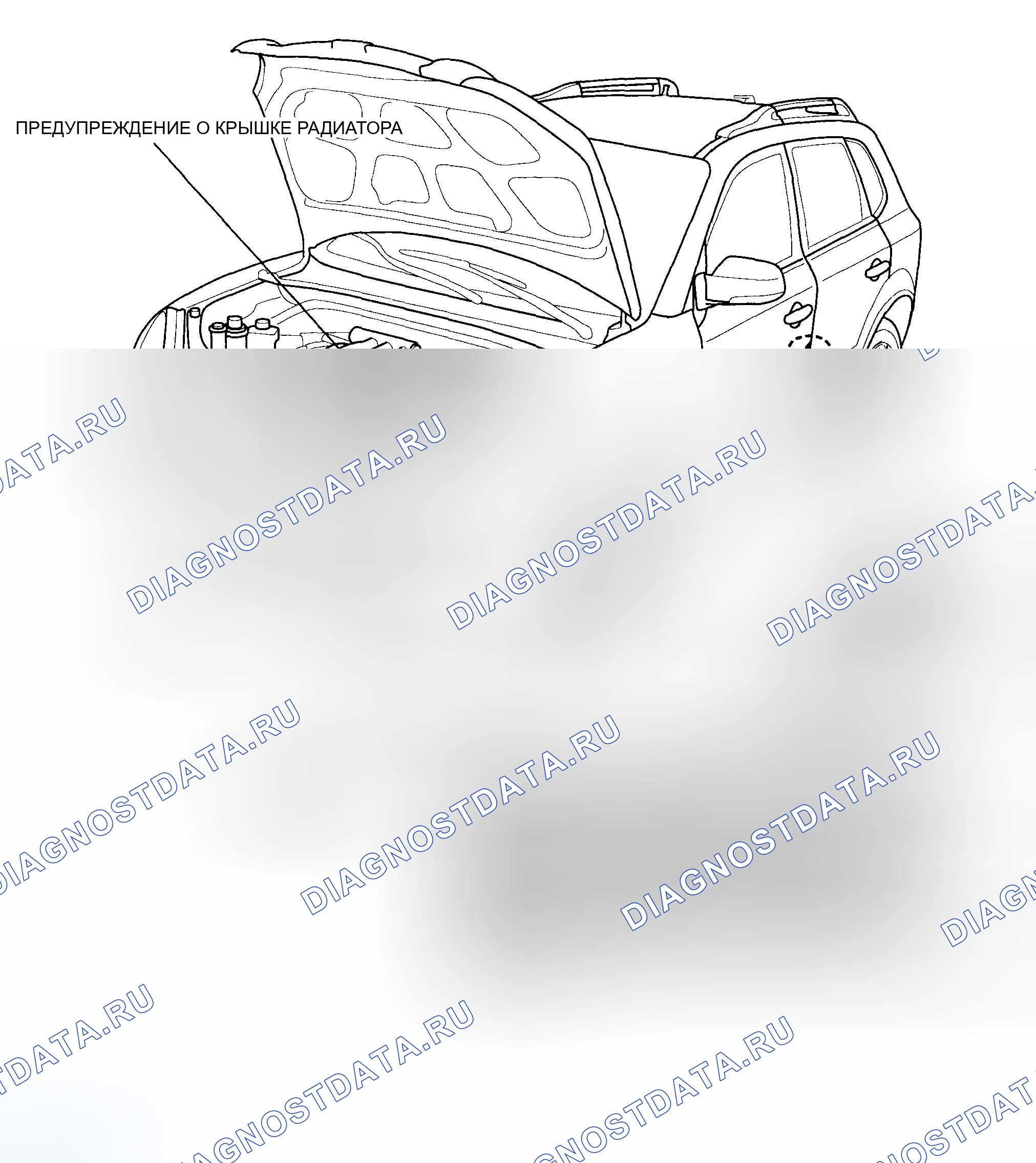 Рис. 14: РАСПОЛОЖЕНИЕ ПРЕДУПРЕДИТЕЛЬНЫХ / ПРЕДУПРЕЖДАЮЩИХ ТАБЛИЧЕК. Hyundai Tucson I