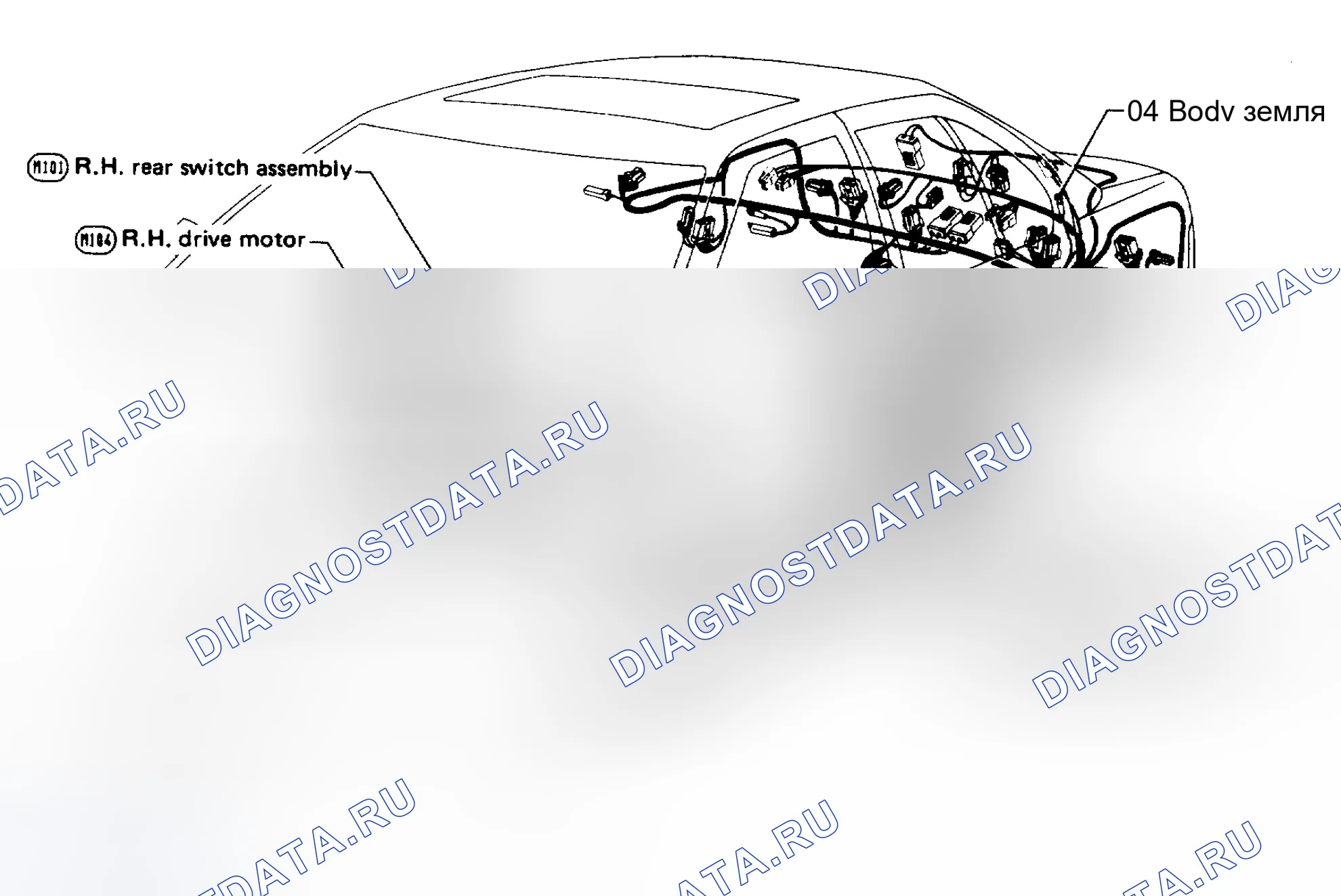 Рис. 12: Схема разводки кабелей со стороны водителя. Nissan Maxima J30