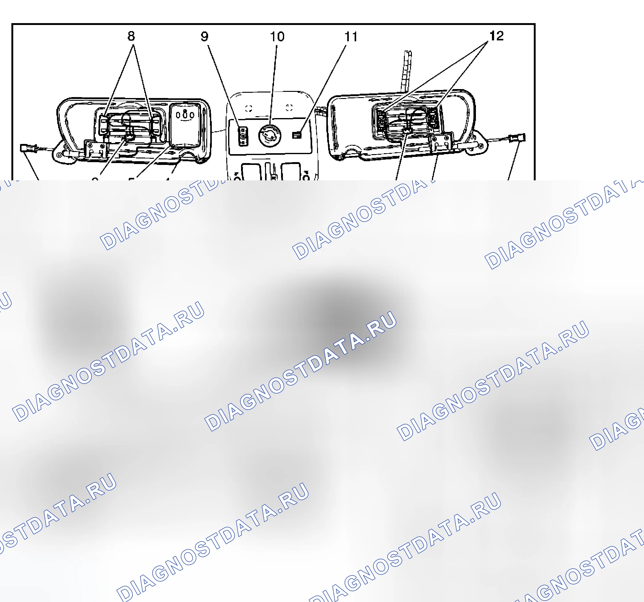 Рис. 6: Виды компонентов гаражного дверного замка. Cadillac SRX I