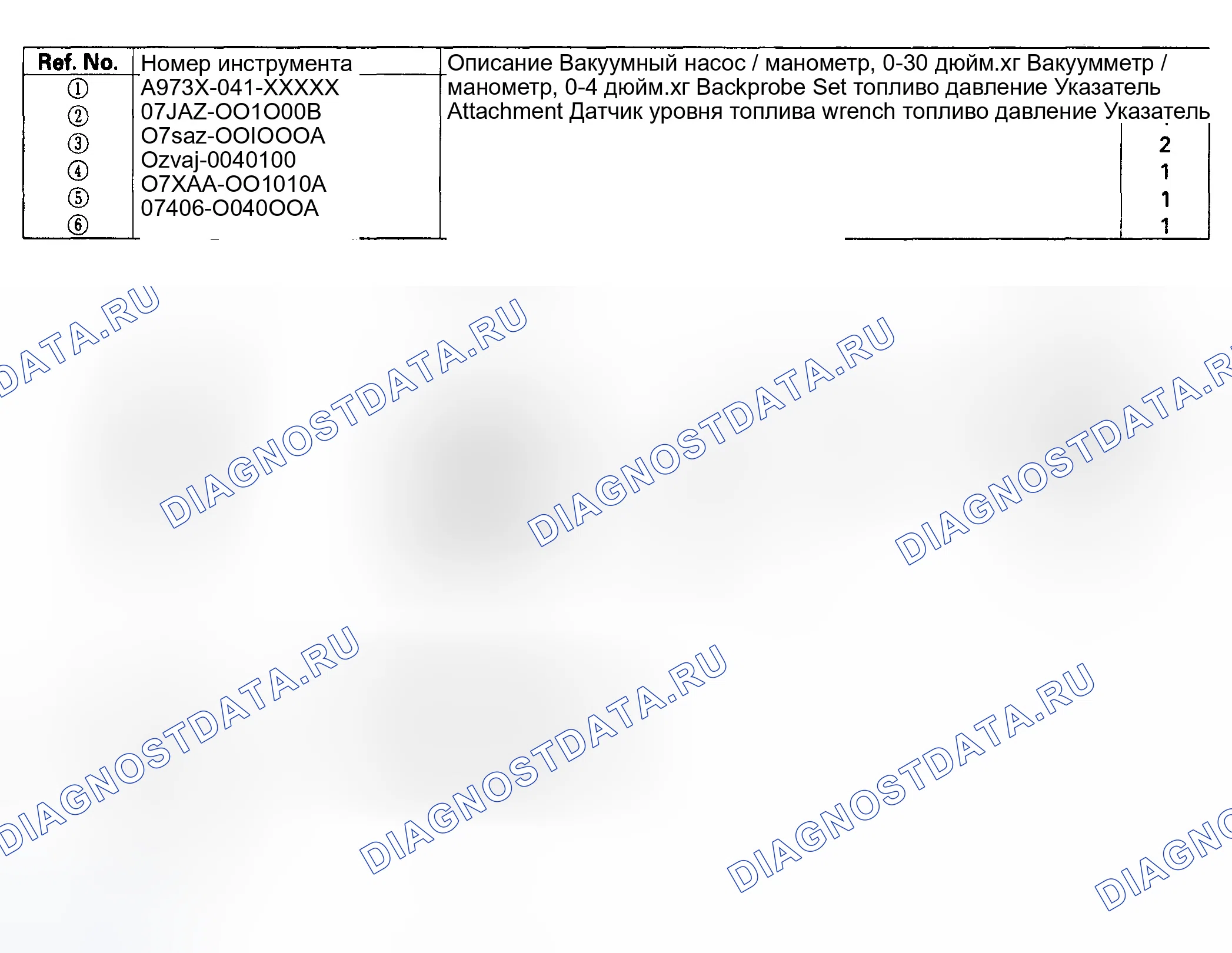 Рис. 1: Специальные инструменты. Honda Odyssey II