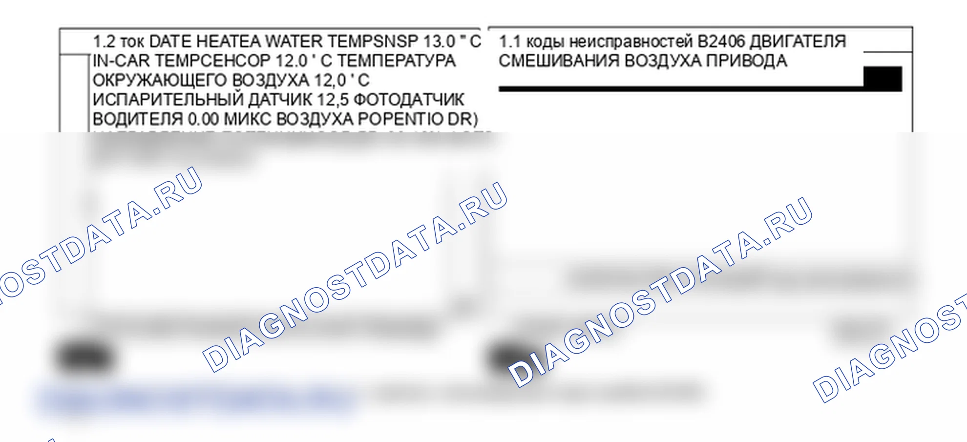 Данные диагностического сканера — B2406. Kia Sportage KM
