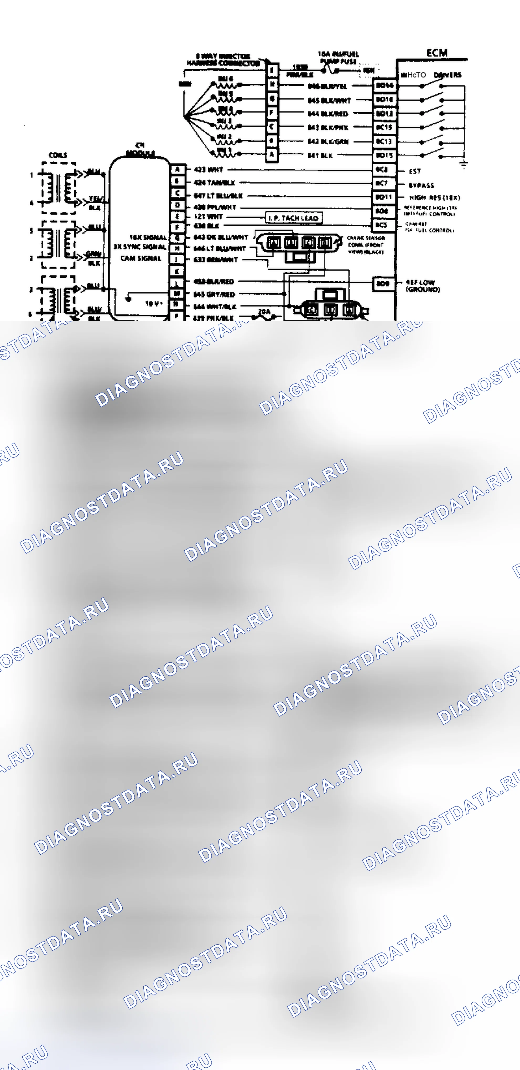 Рис. 55: Диаграмма C-4F-1, C (3) I Misfire At Idle (Пропуск срабатывания на холостом ходу). Oldsmobile Toronado IV